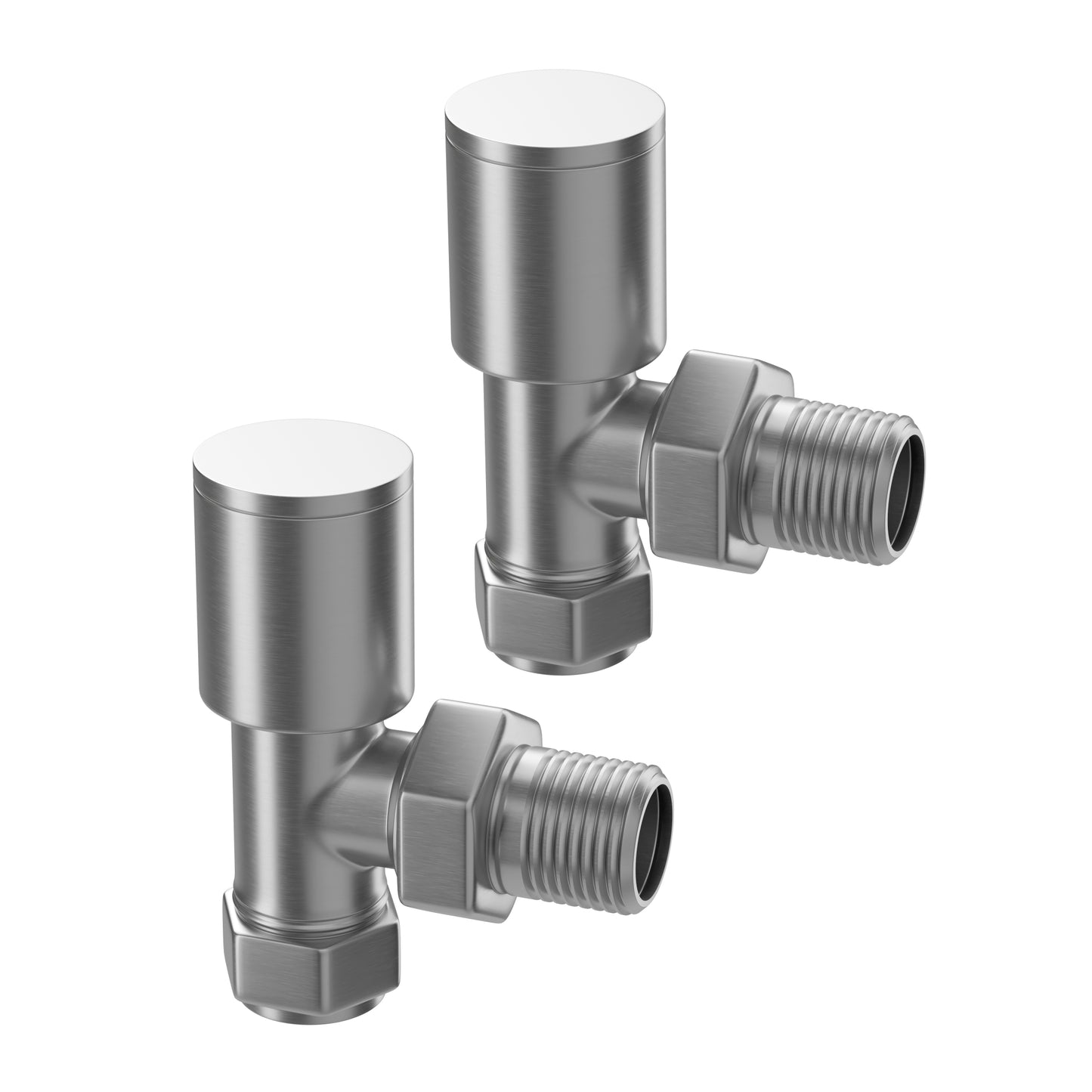 Brushed Stainless Round Angled Radiator Valves