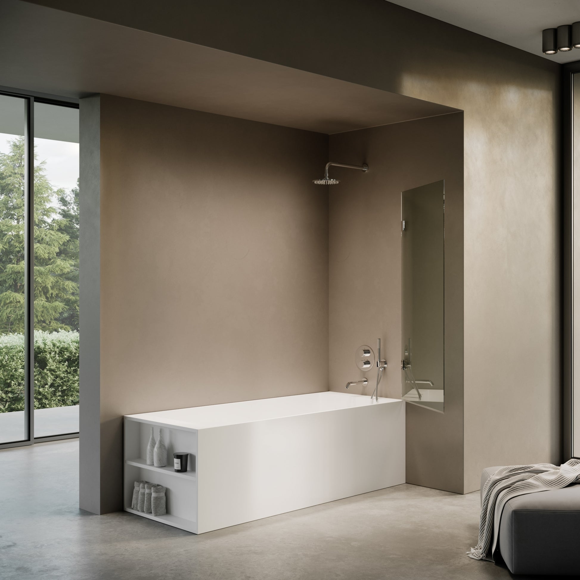 Cabina Chrome Frameless Hinged Bath Shower Screen 800mm