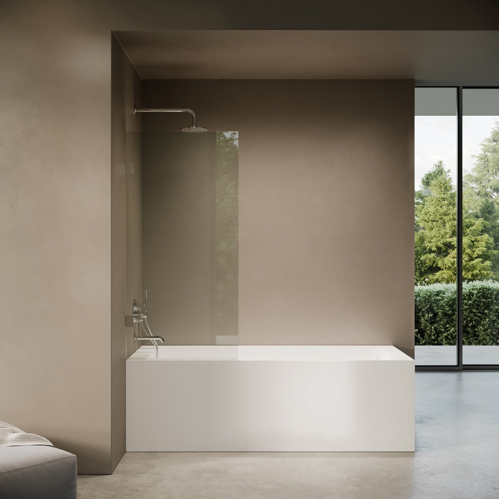 Cabina Chrome Frameless Hinged Bath Shower Screen 800mm