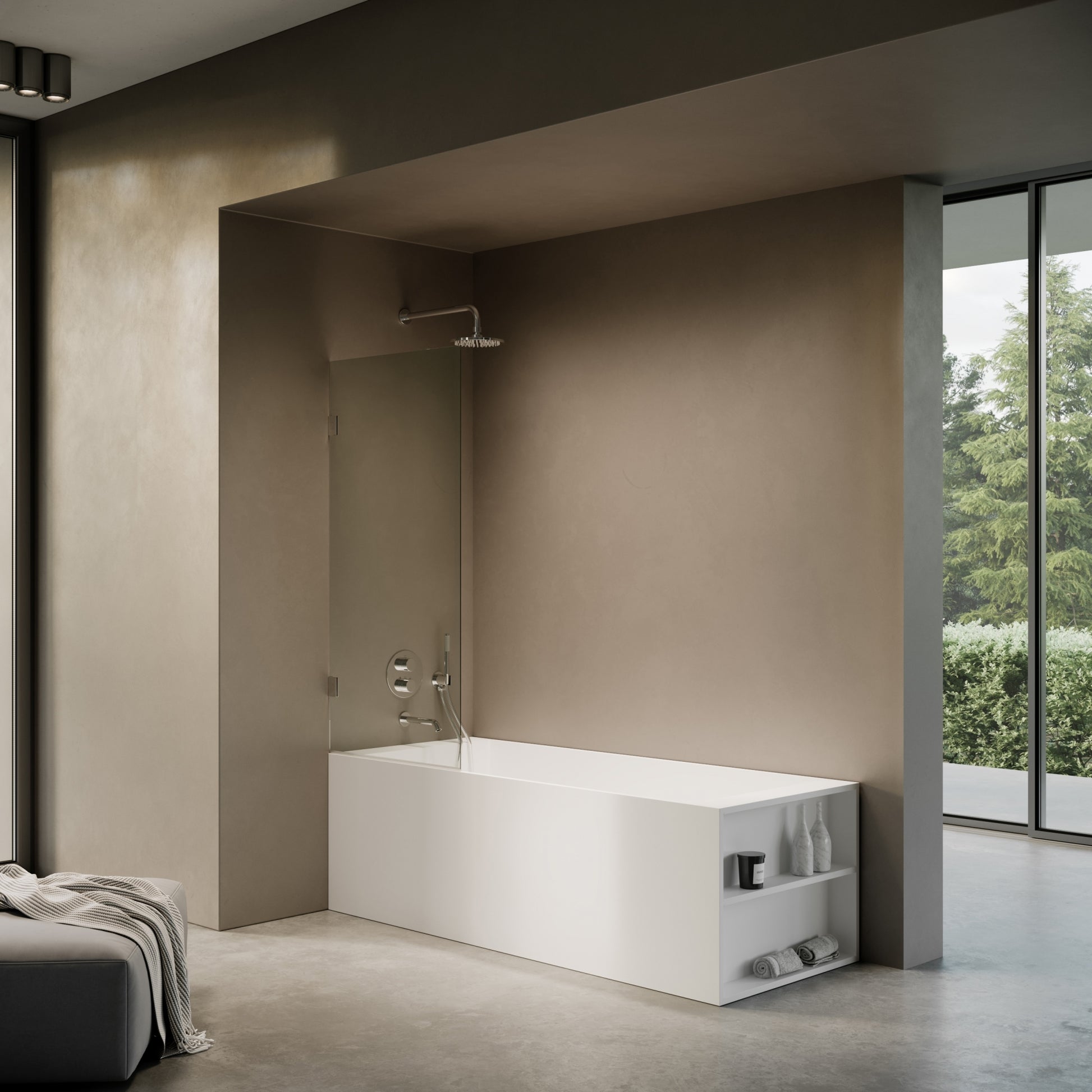 Cabina Chrome Frameless Hinged Bath Shower Screen 800mm