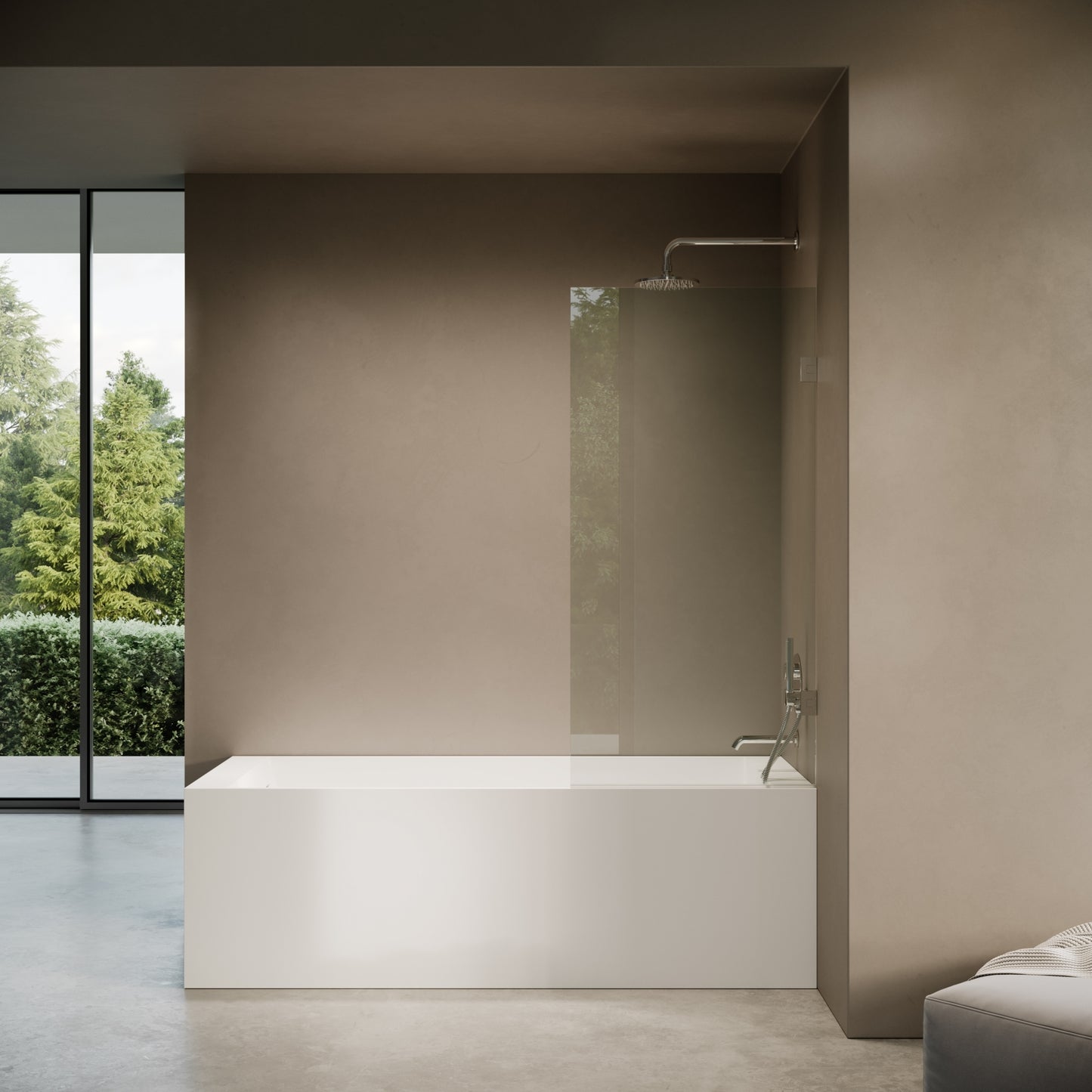 Cabina Chrome Frameless Hinged Bath Shower Screen 800mm