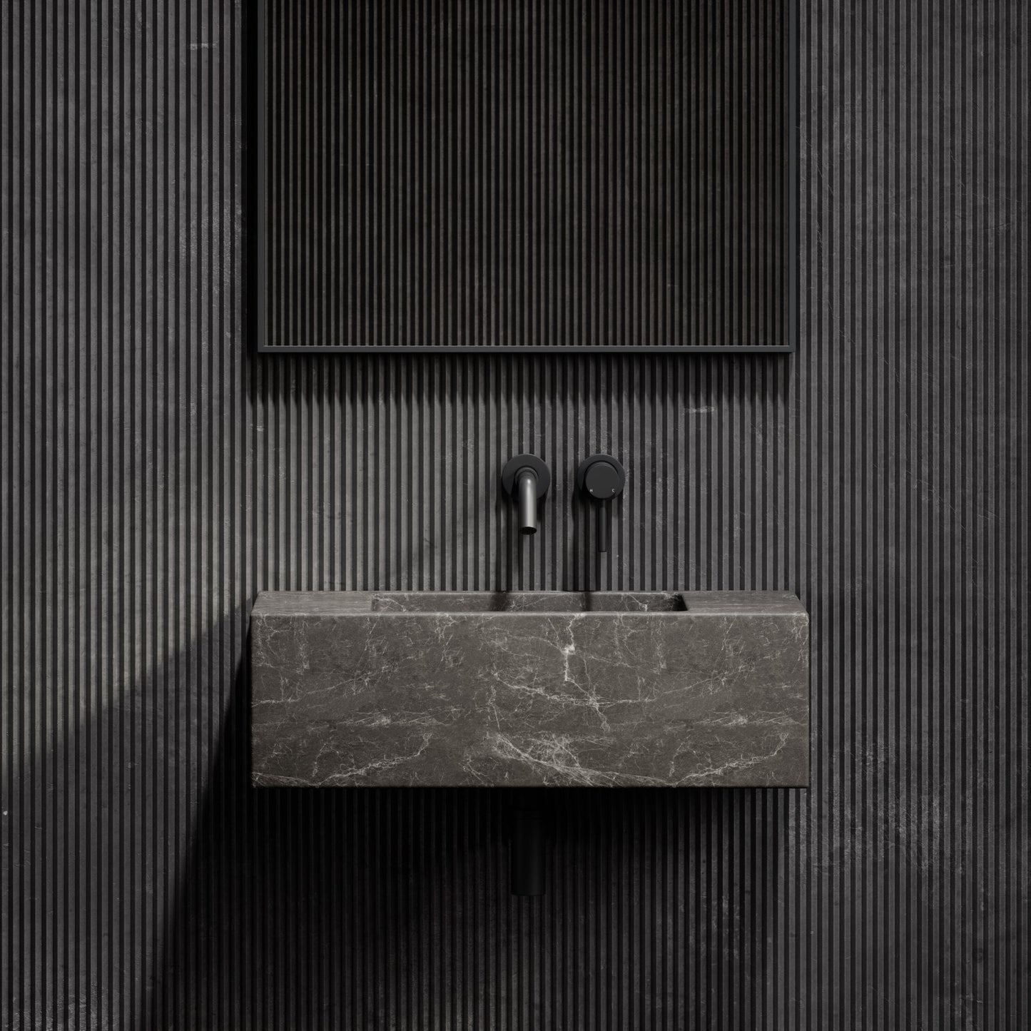 Calla Hermes Grey Marble Wall Hung Basin 700mm