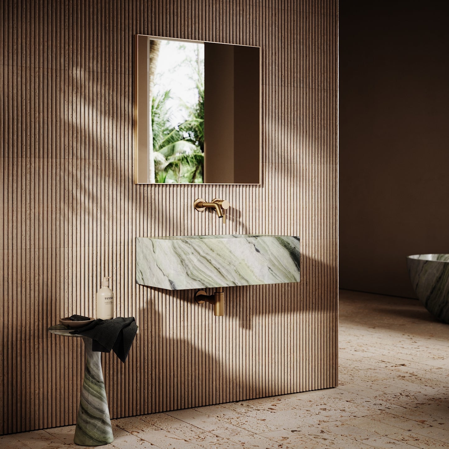 Calla Jade Green Marble Wall Mounted Basin 700mm