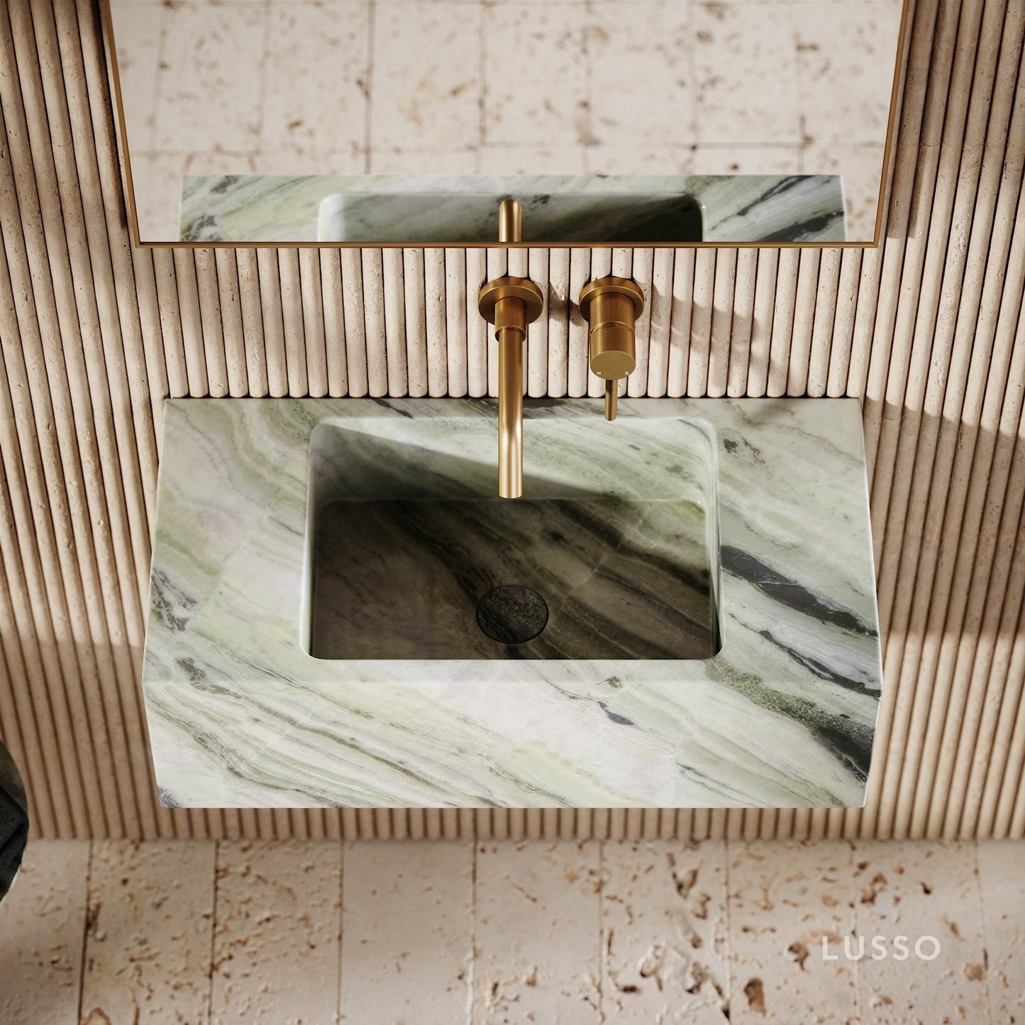 Calla Jade Green Marble Wall Mounted Basin 700mm