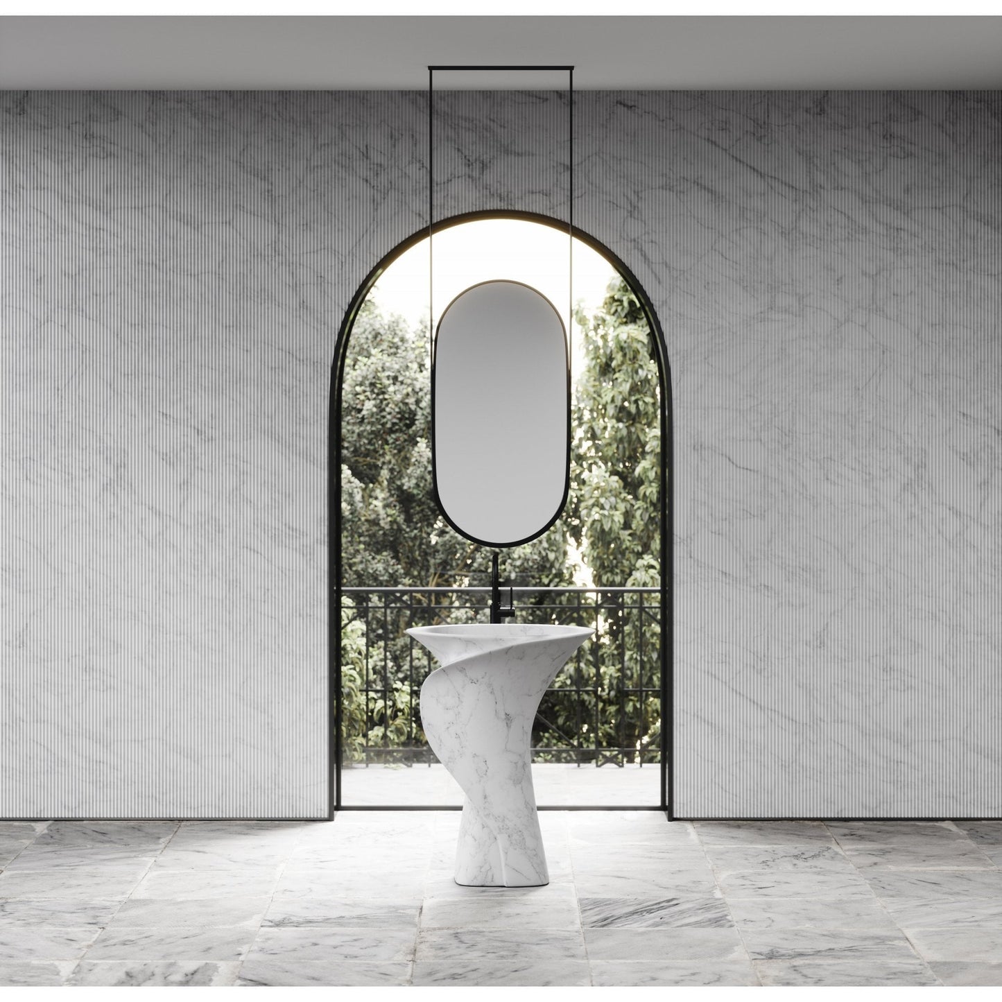 Canova Carrara Marble Pedestal Basin 700mm