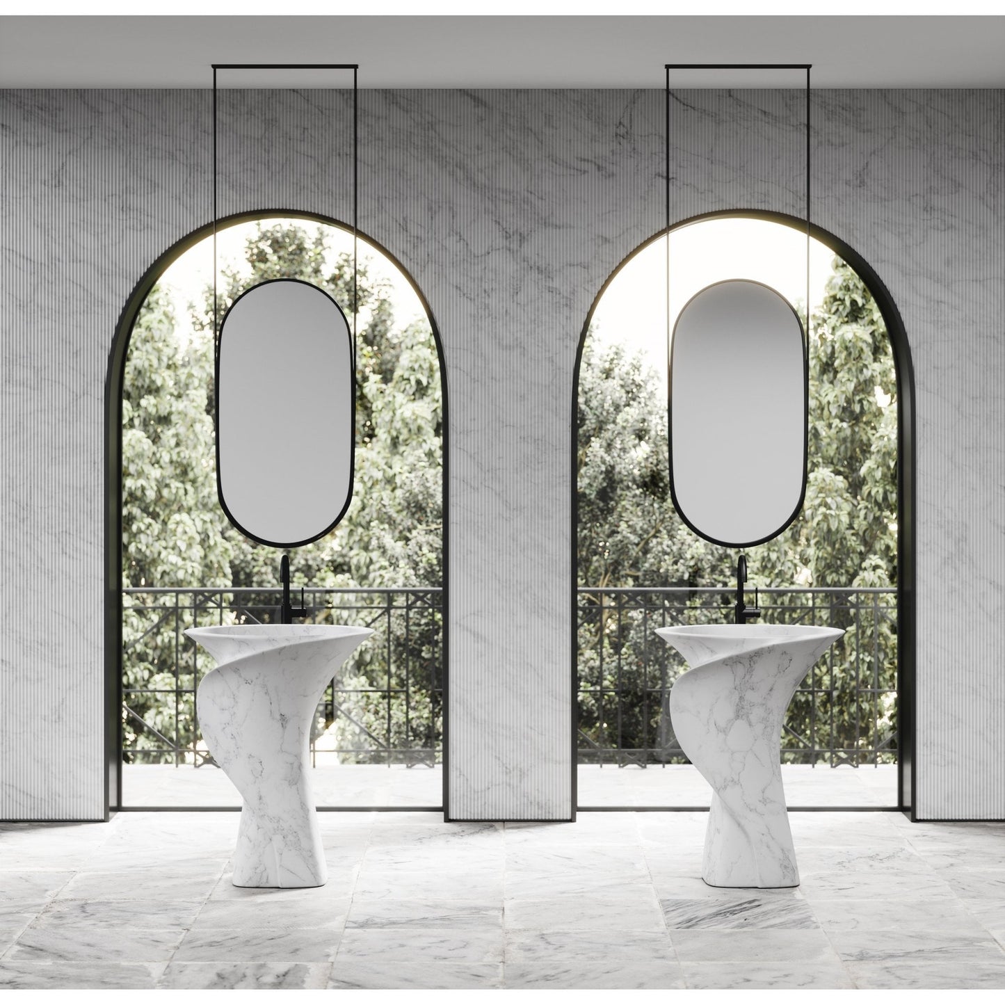 Canova Carrara Marble Pedestal Basin 700mm