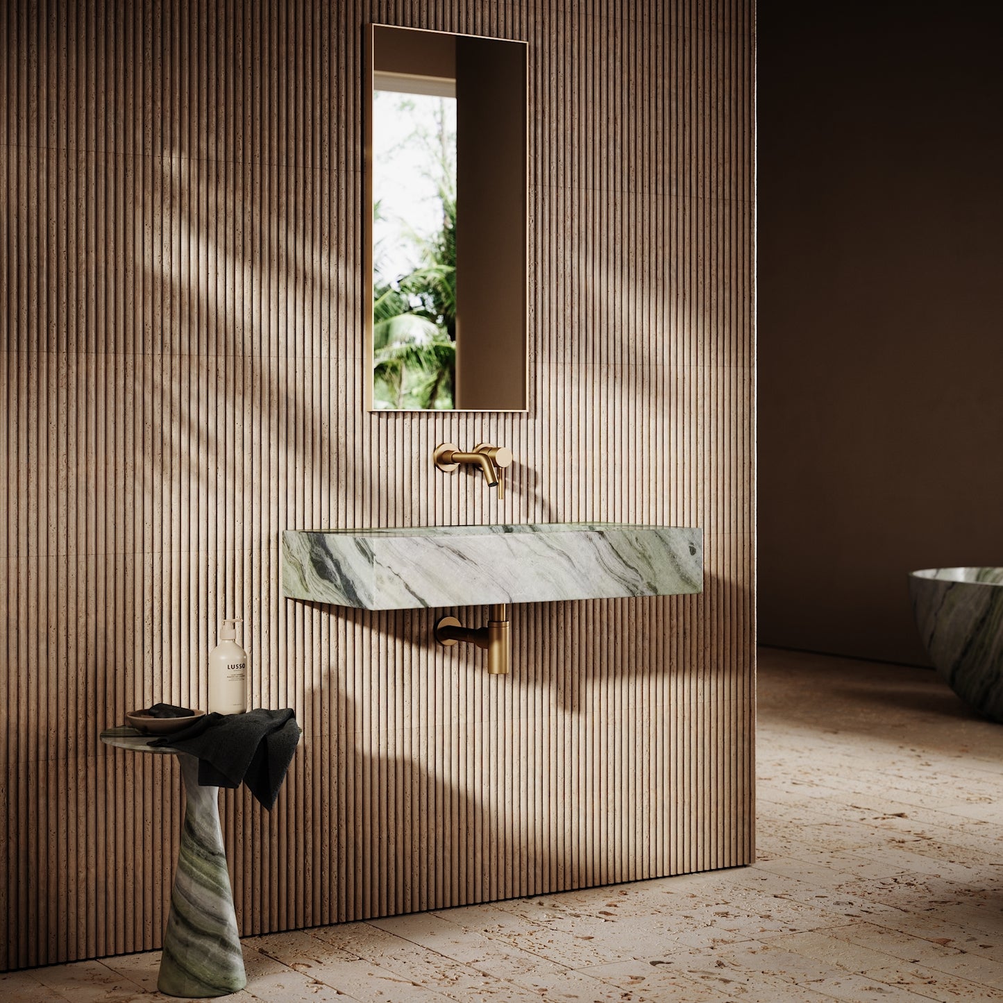 Capri Jade Green Marble Wall Mounted Basin 800mm