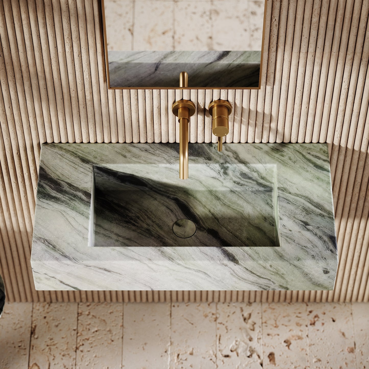 Capri Jade Green Marble Wall Mounted Basin 800mm