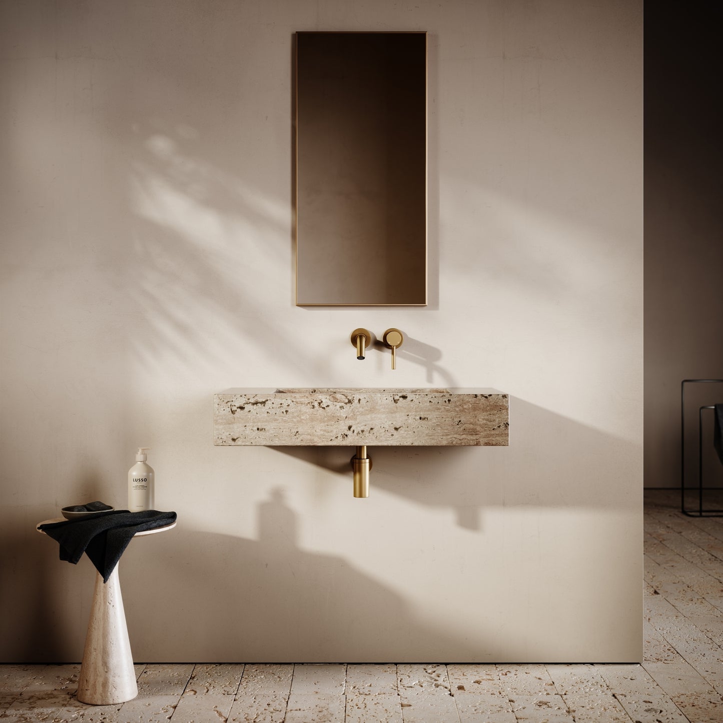 Capri Travertine Stone Wall Mounted Basin 800mm