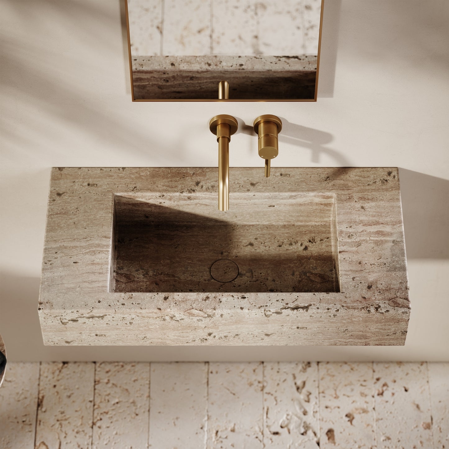 Capri Travertine Stone Wall Mounted Basin 800mm