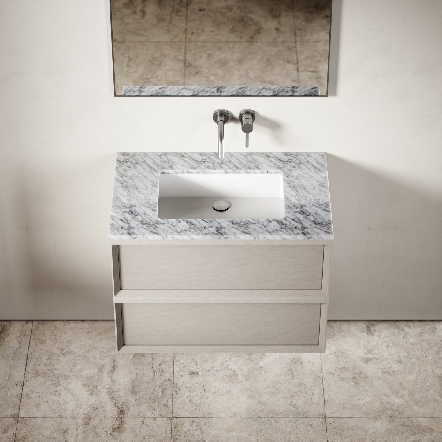 Capri Velvet Beige Carrara Marble Vanity Unit 800mm
