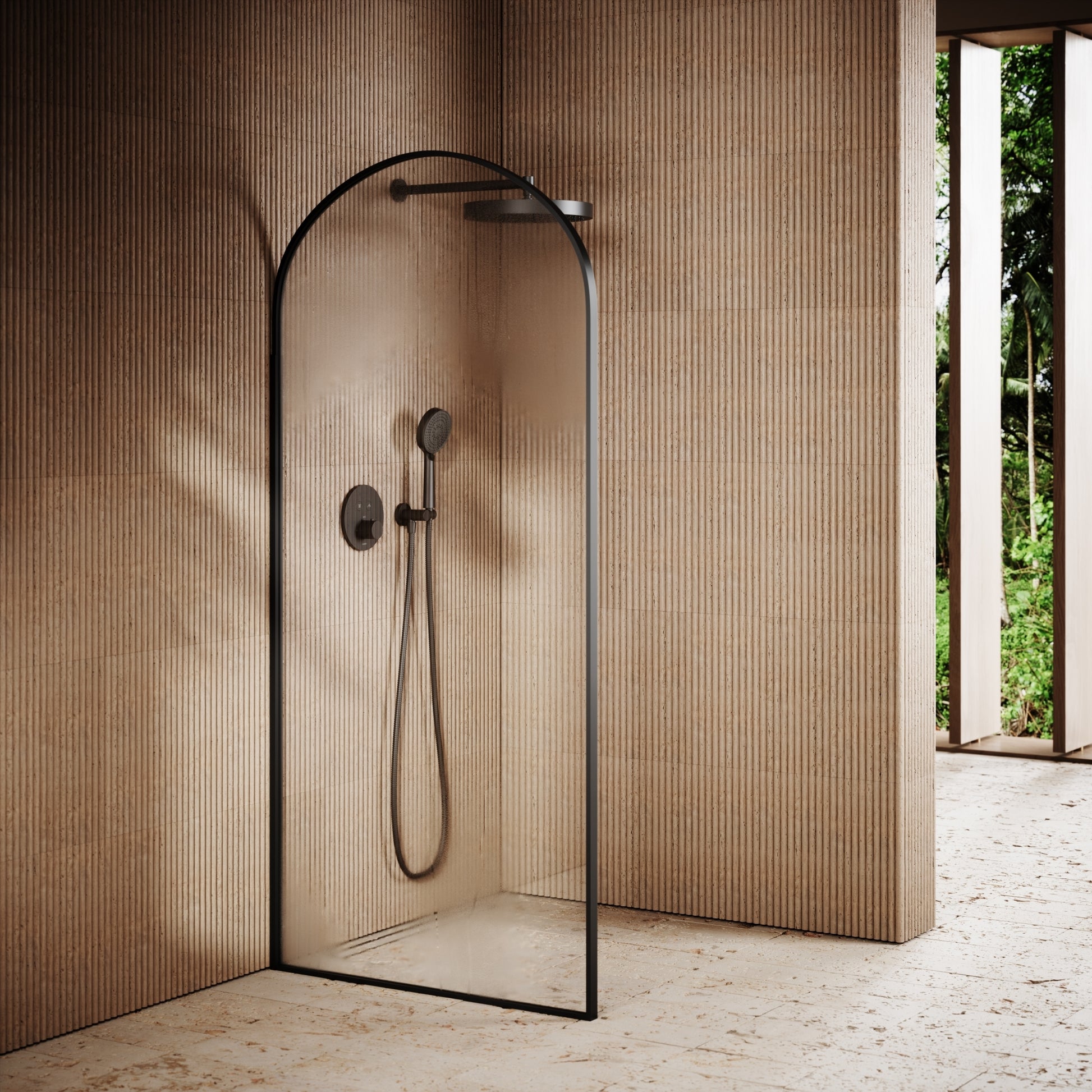 Casa Curved Arch Matte Black Shower Screen (All Sizes)