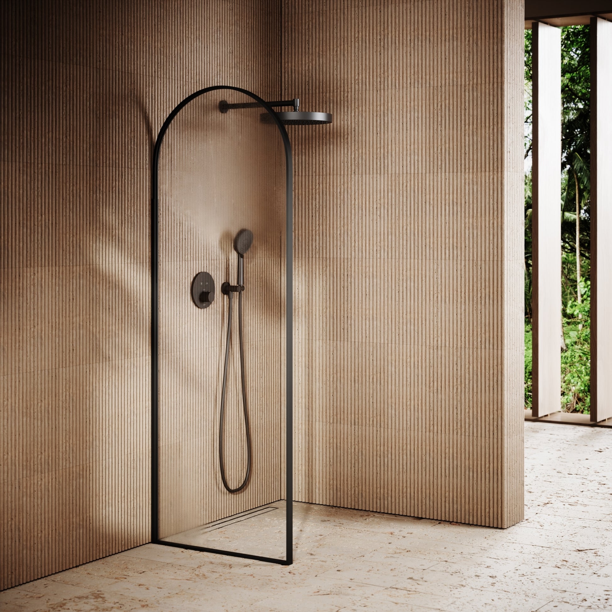 Casa Curved Arch Matte Black Shower Screen (All Sizes)
