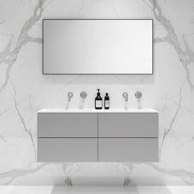 Celare Concrete Grey Double Vanity Unit with Stone Basin 1200mm