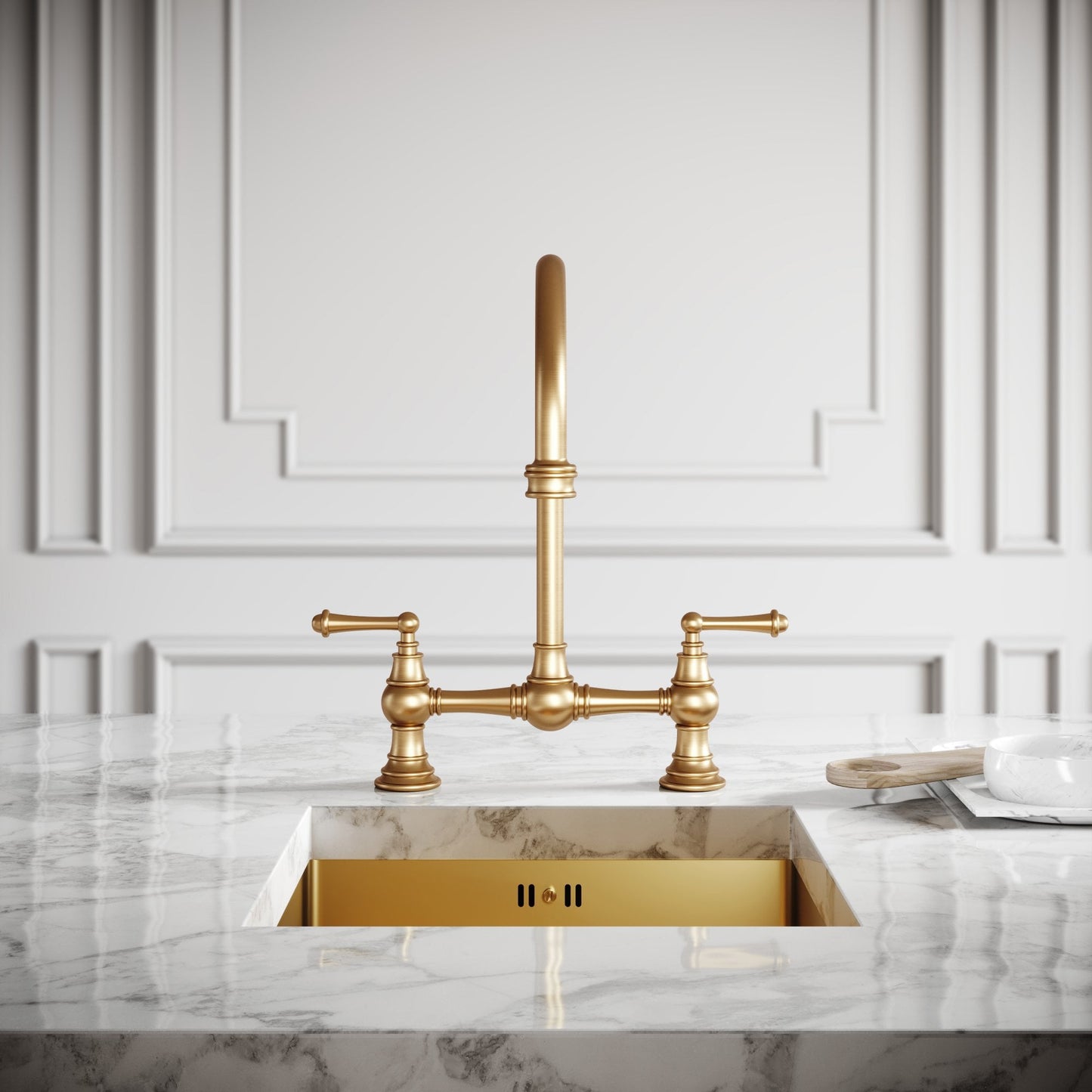 Celeste 2-hole Traditional Kitchen Tap Brushed Gold