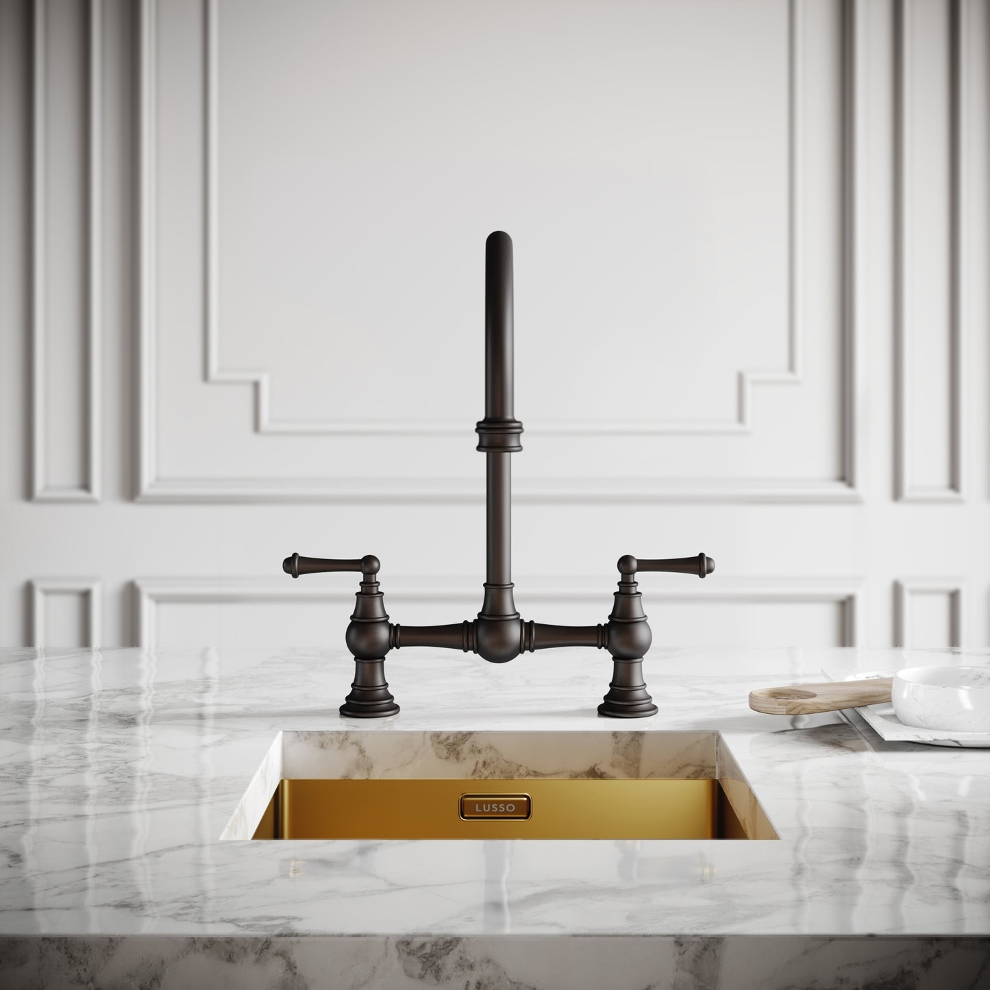 Celeste 2-Hole Traditional Kitchen Tap Deep Bronze