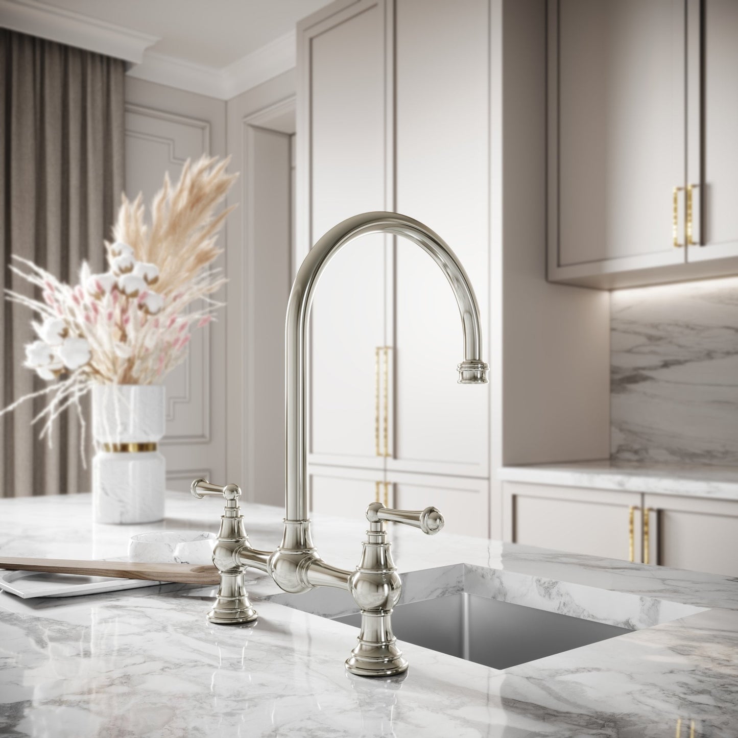 Celeste 2-hole Traditional Kitchen Tap Polished Nickel