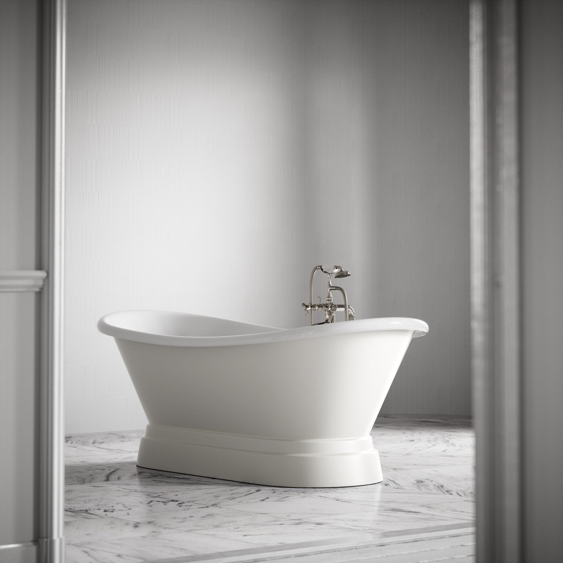 Charsley Matte Cream Freestanding Roll Top Cast Iron Bath 1500mm