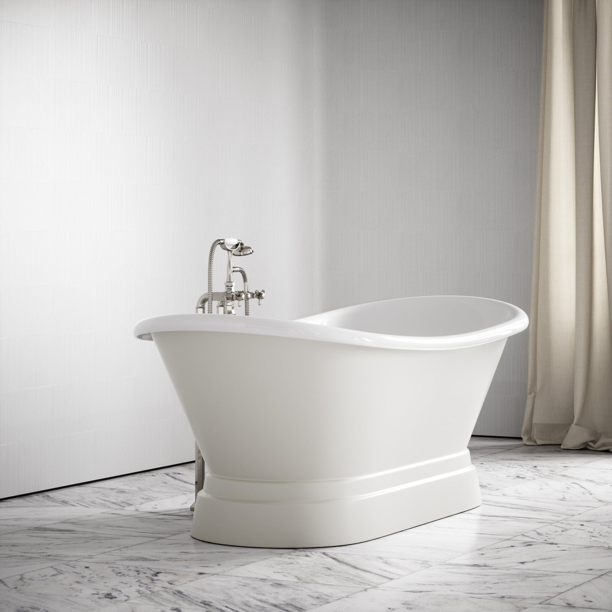 Charsley Matte Cream Freestanding Roll Top Cast Iron Bath 1500mm