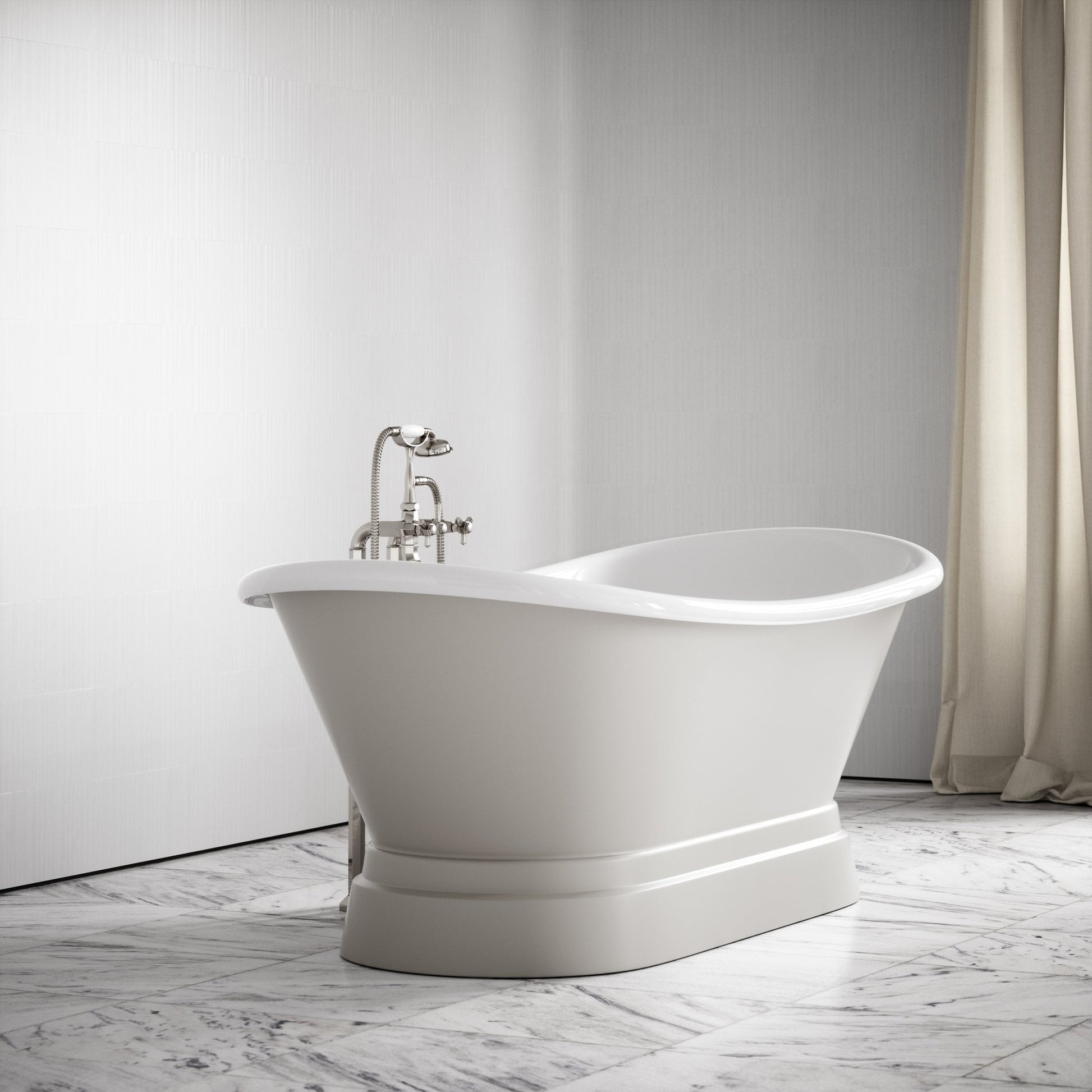 Charsley Matte Stone Freestanding Roll Top Cast Iron Bath 1500mm