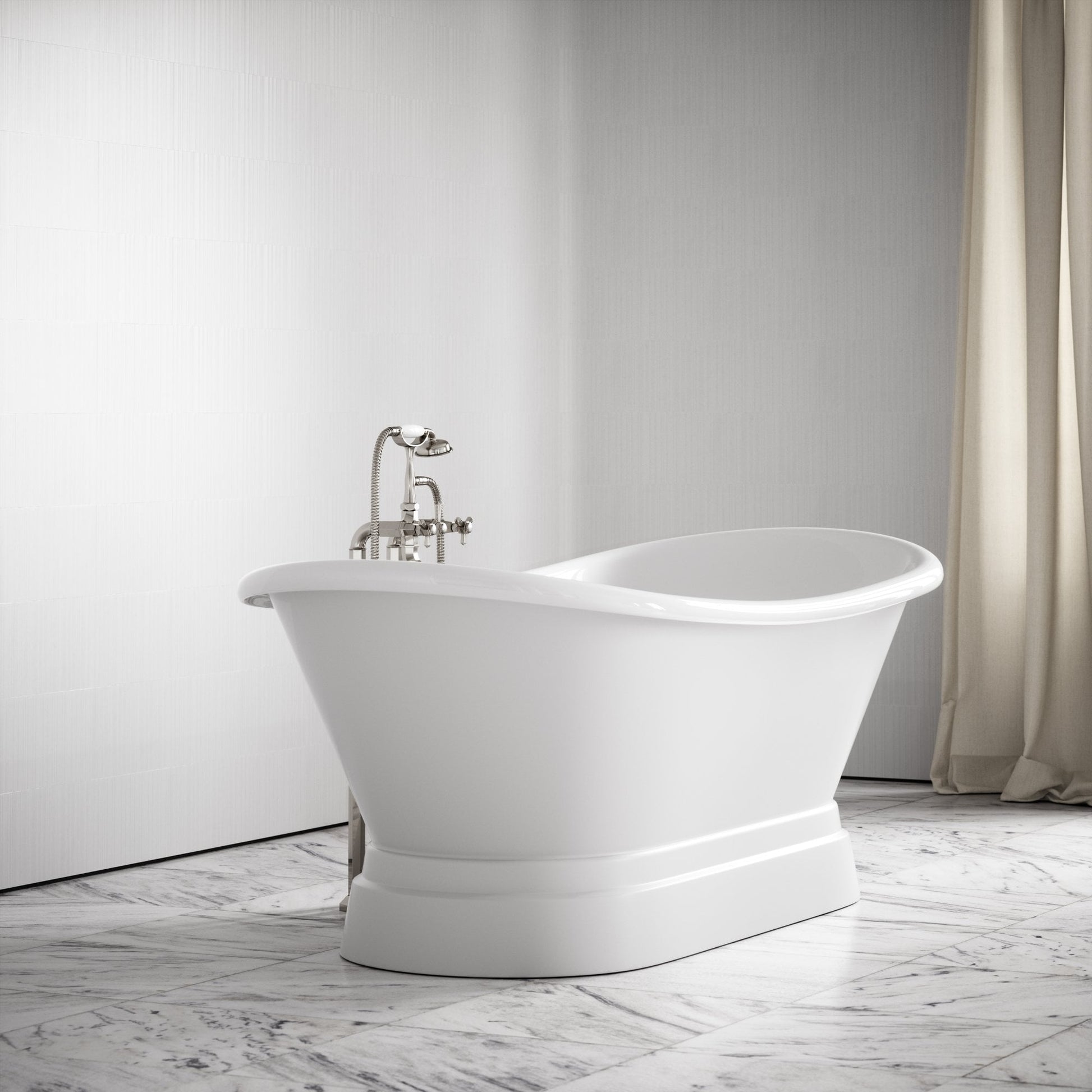 Charsley Matte White Freestanding Roll Top Cast Iron Bath 1500mm