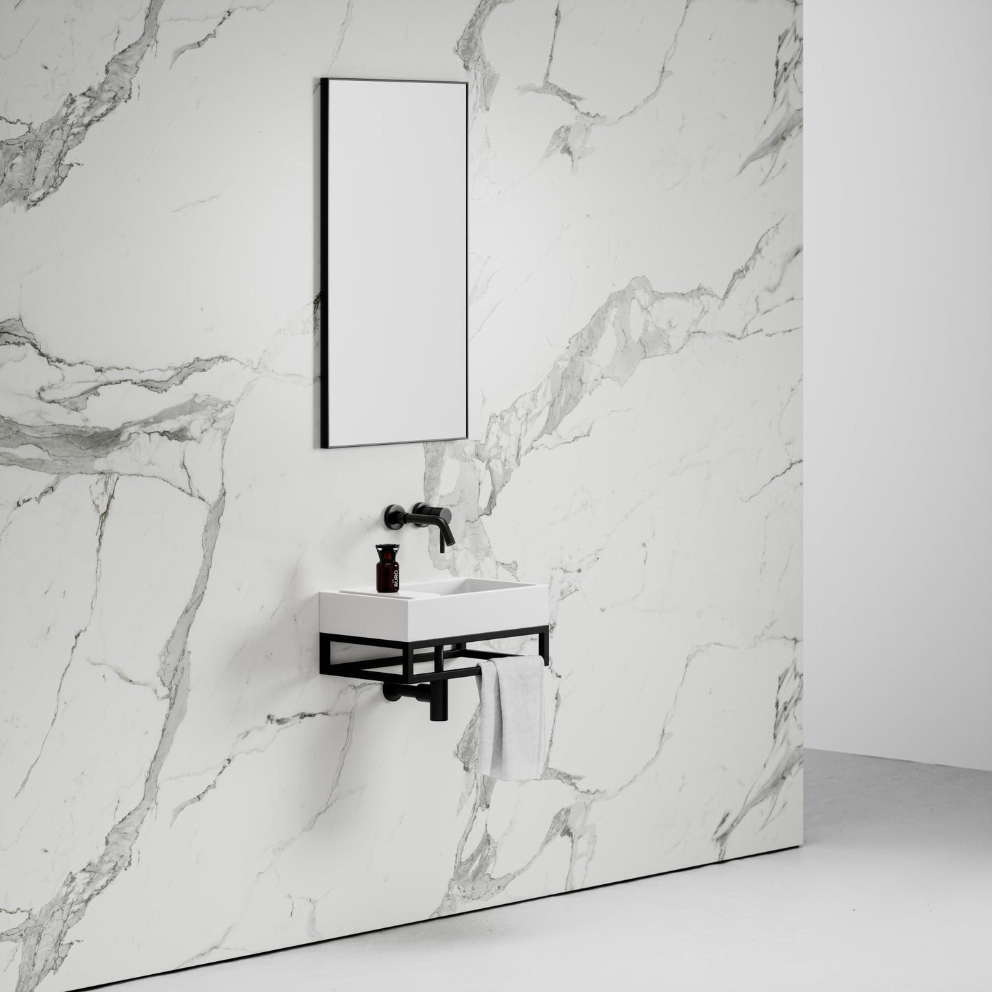 Ciro Matte White Vanity Unit with Stone Basin 500mm