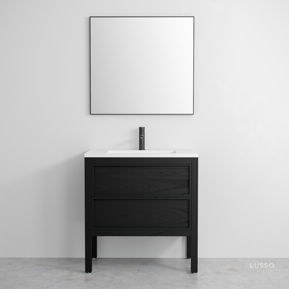 Claridge Black Oak Vanity Unit with Stone Basin 800mm