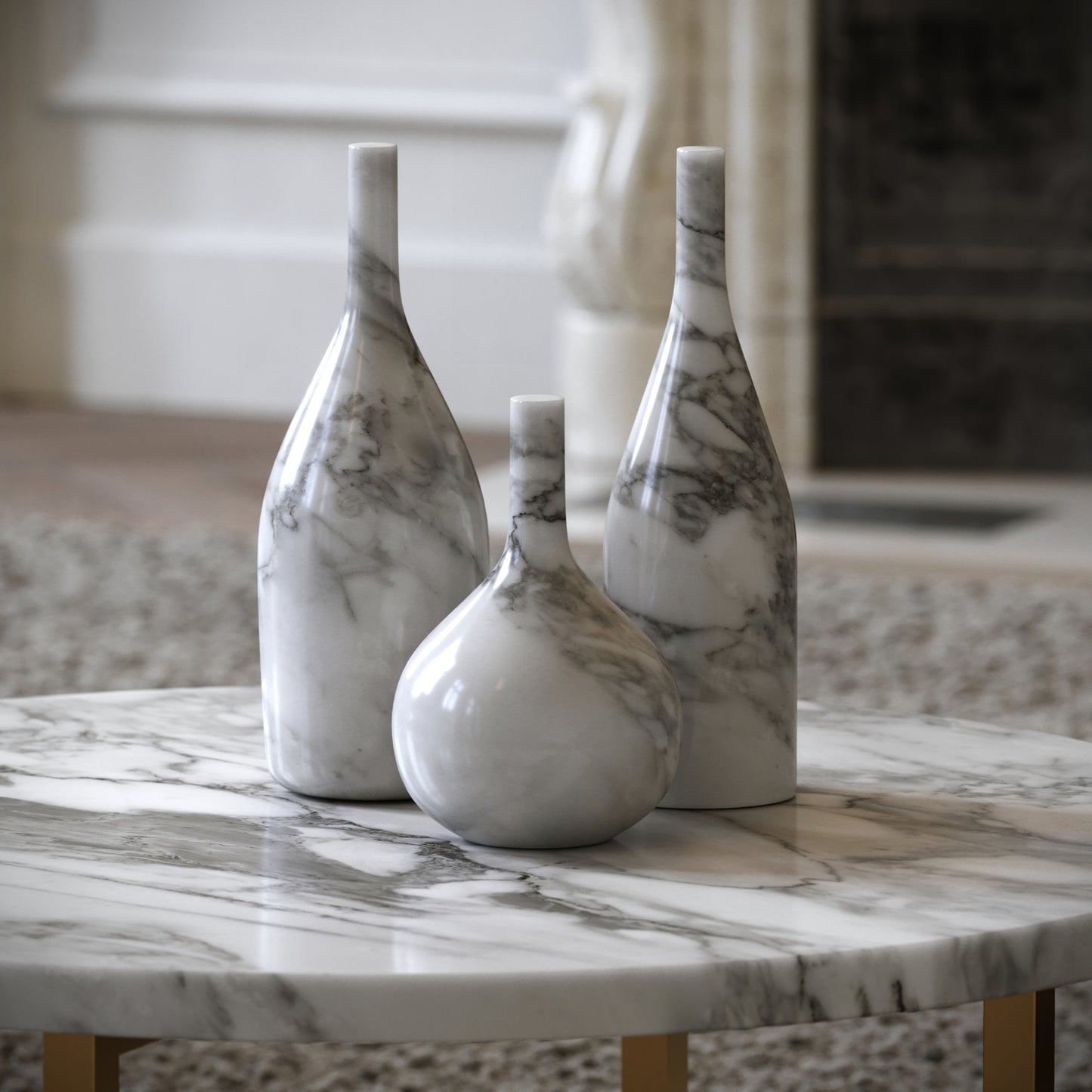 Collection of Marble Bottles (Arabescato)