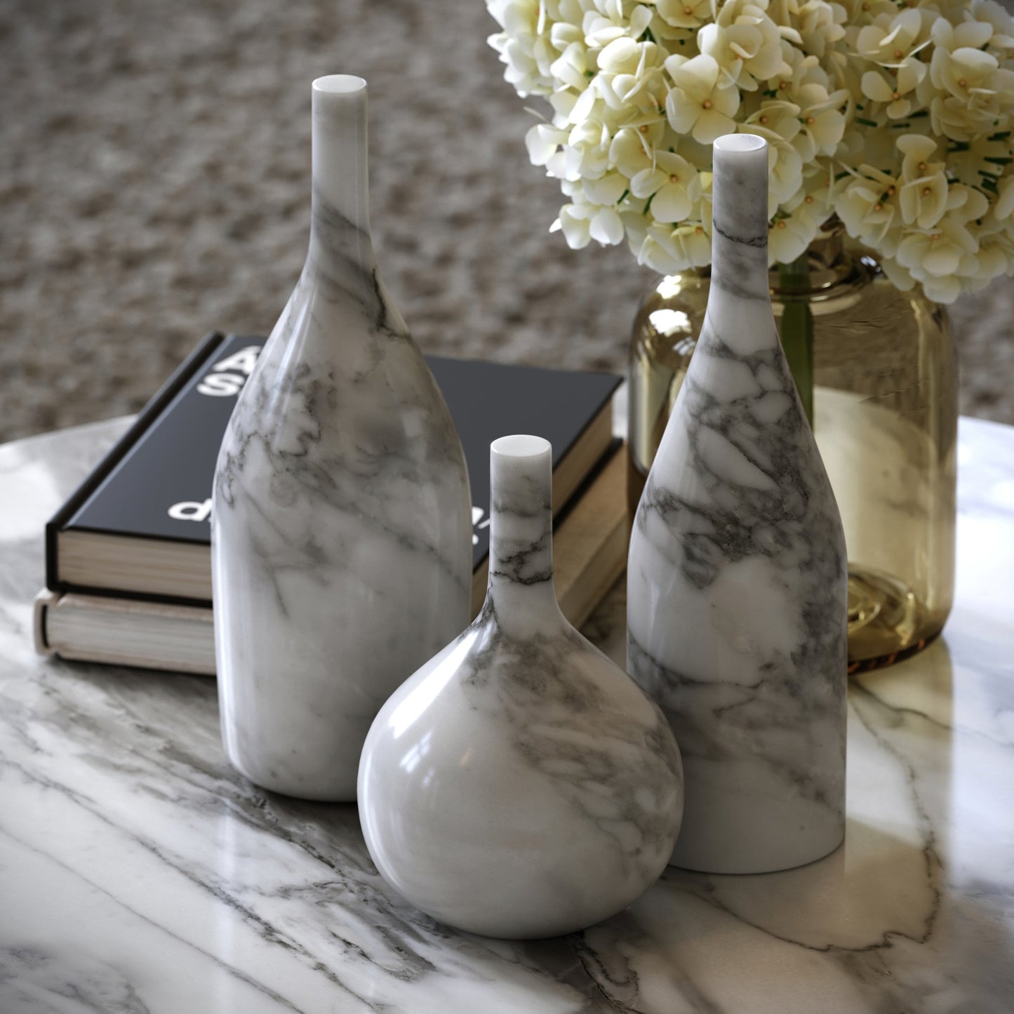 Collection of Marble Bottles (Arabescato)