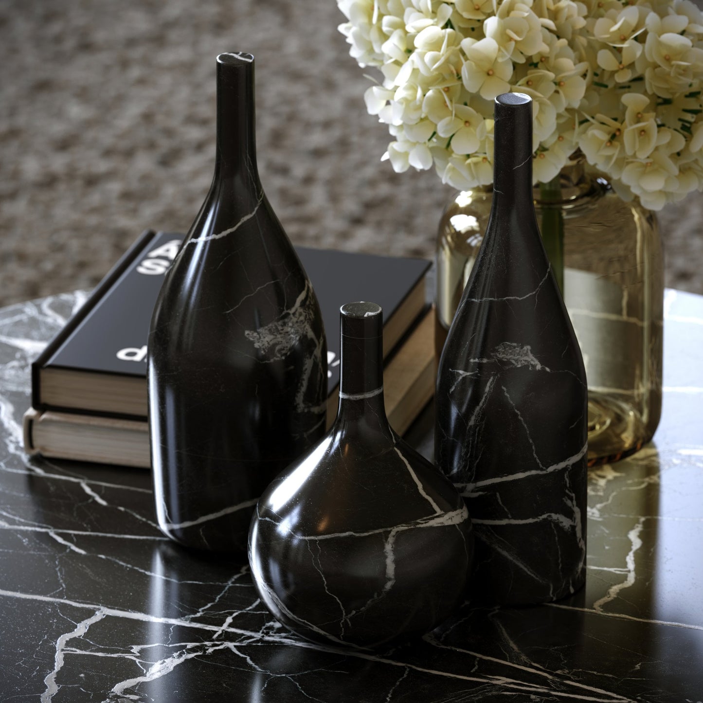 Collection of Marble Bottles (Nero Marquina)