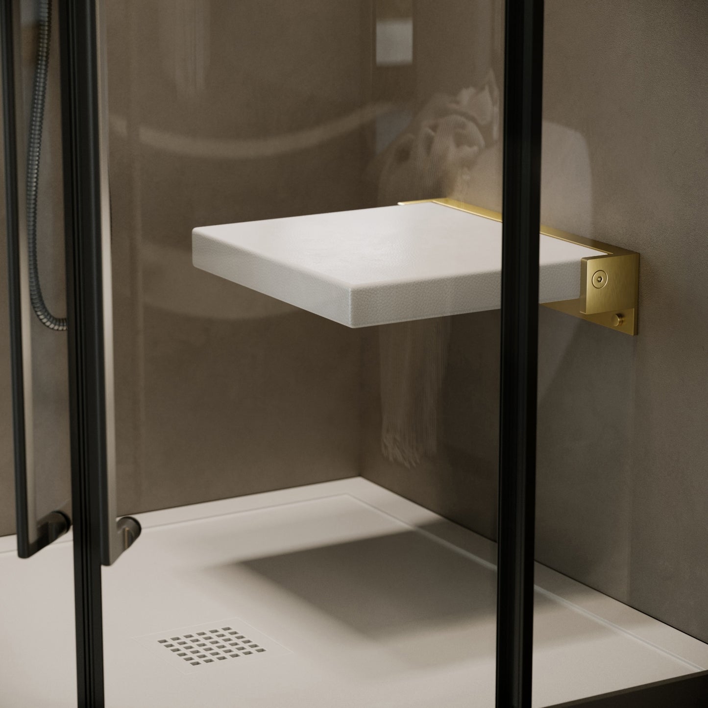 Comfort Brushed Gold Folding Shower Seat