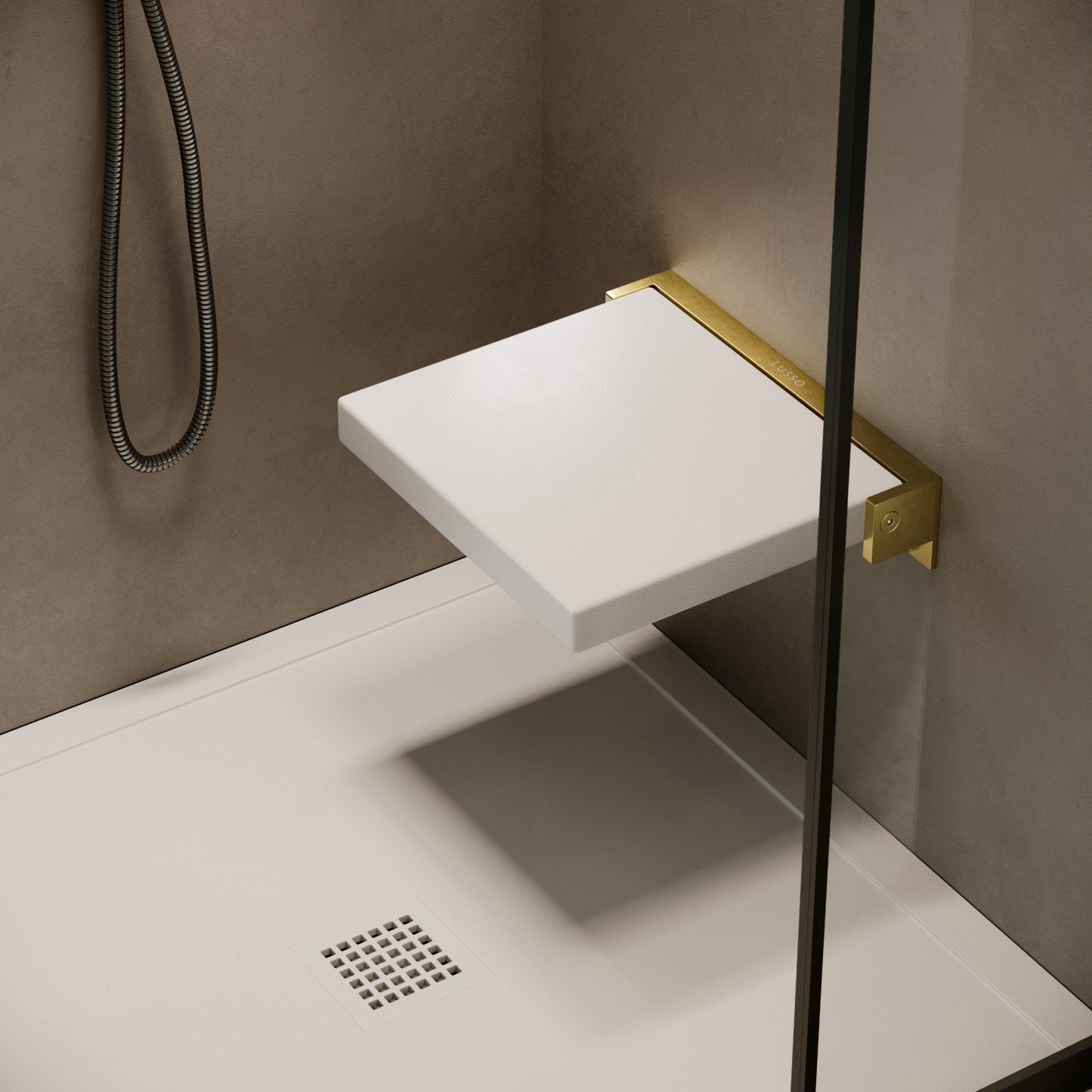 Comfort Brushed Gold Folding Shower Seat
