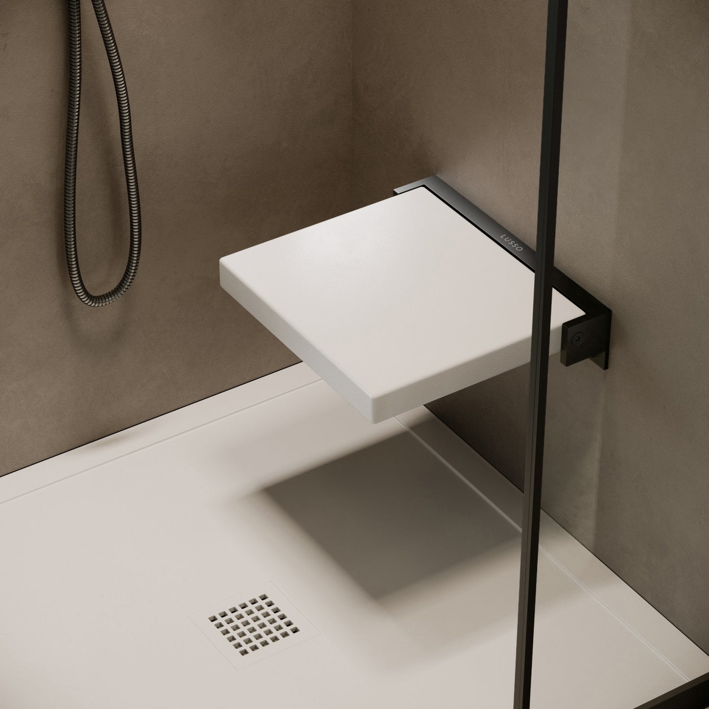 Comfort Matte Black Folding Shower Seat