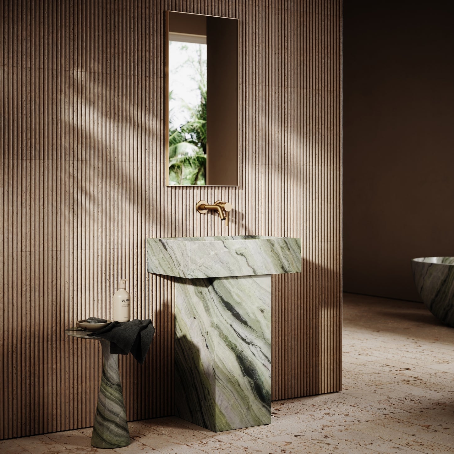 Concerto Jade Green Marble Pedestal Basin 600mm