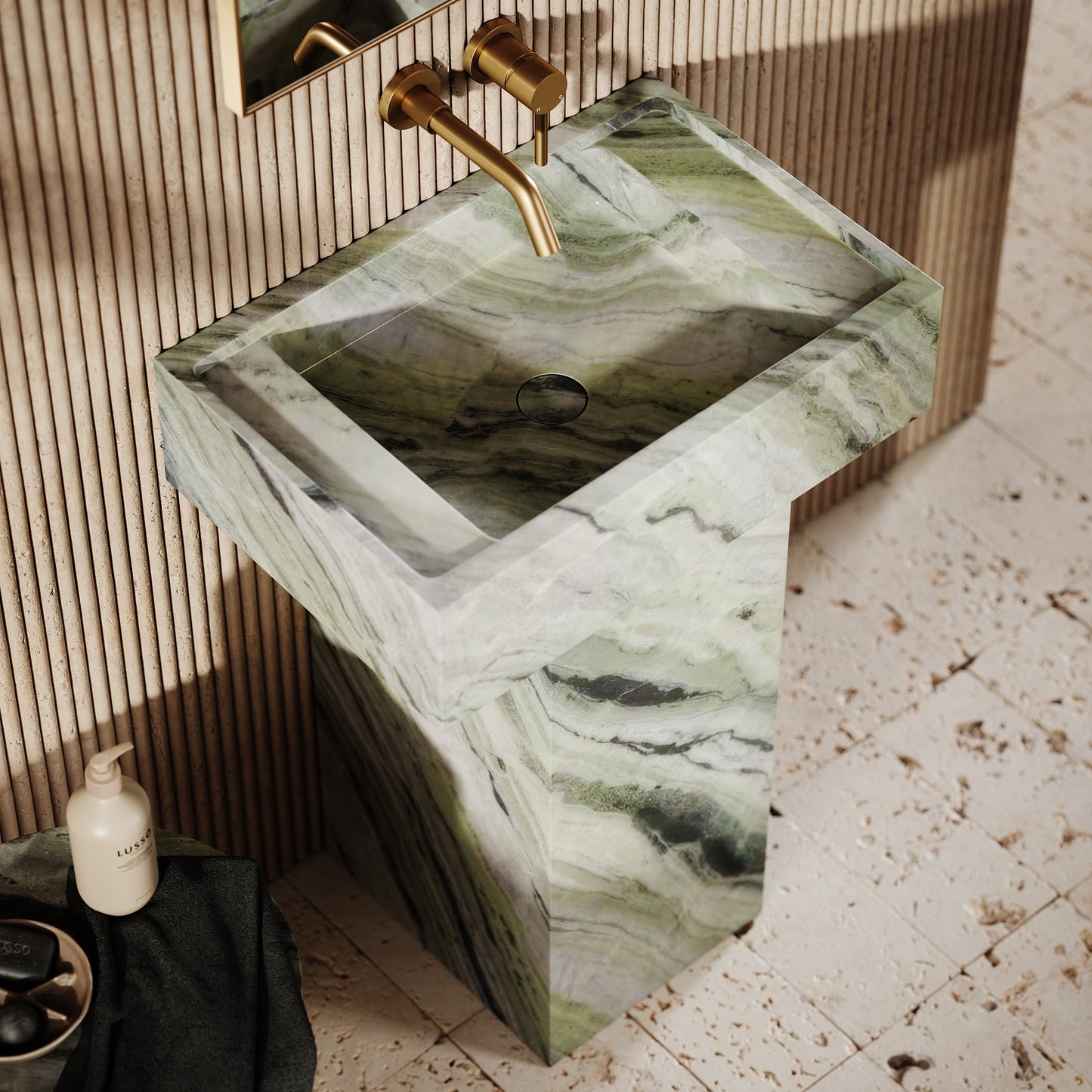 Concerto Jade Green Marble Pedestal Basin 600mm