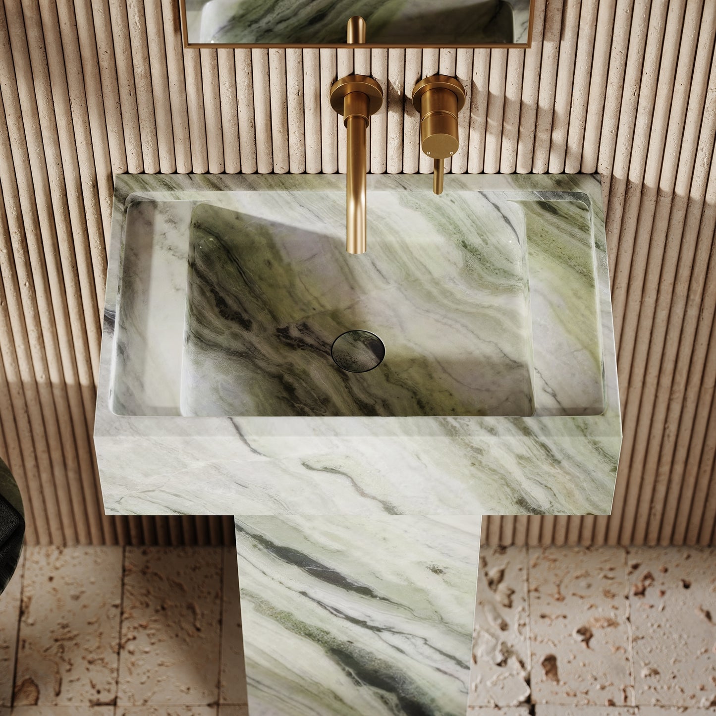 Concerto Jade Green Marble Pedestal Basin 600mm