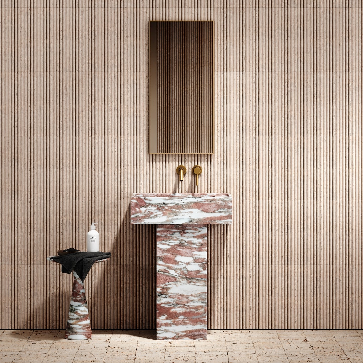 Concerto Rosa Norwegian Marble Pedestal Basin 600mm