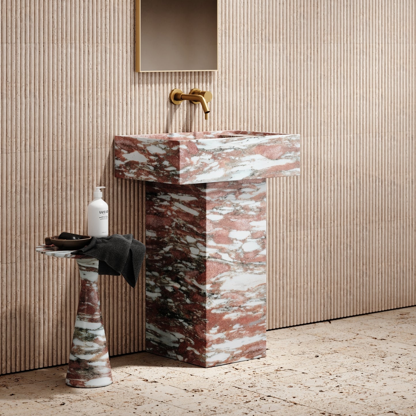 Concerto Rosa Norwegian Marble Pedestal Basin 600mm