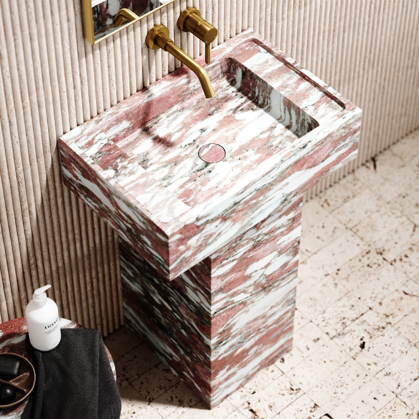 Concerto Rosa Norwegian Marble Pedestal Basin 600mm
