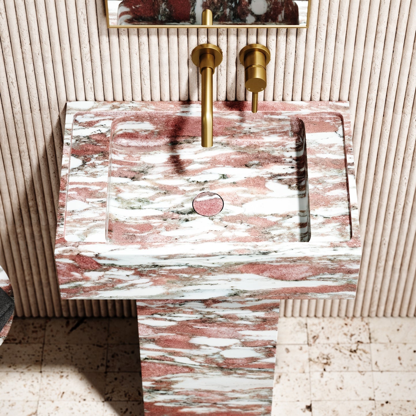 Concerto Rosa Norwegian Marble Pedestal Basin 600mm