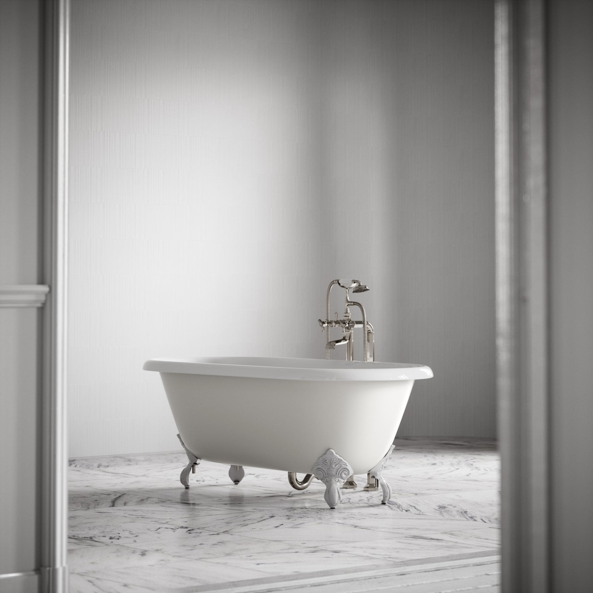 Connaught Matte Cream Freestanding Roll Top Cast Iron Bath 1675mm