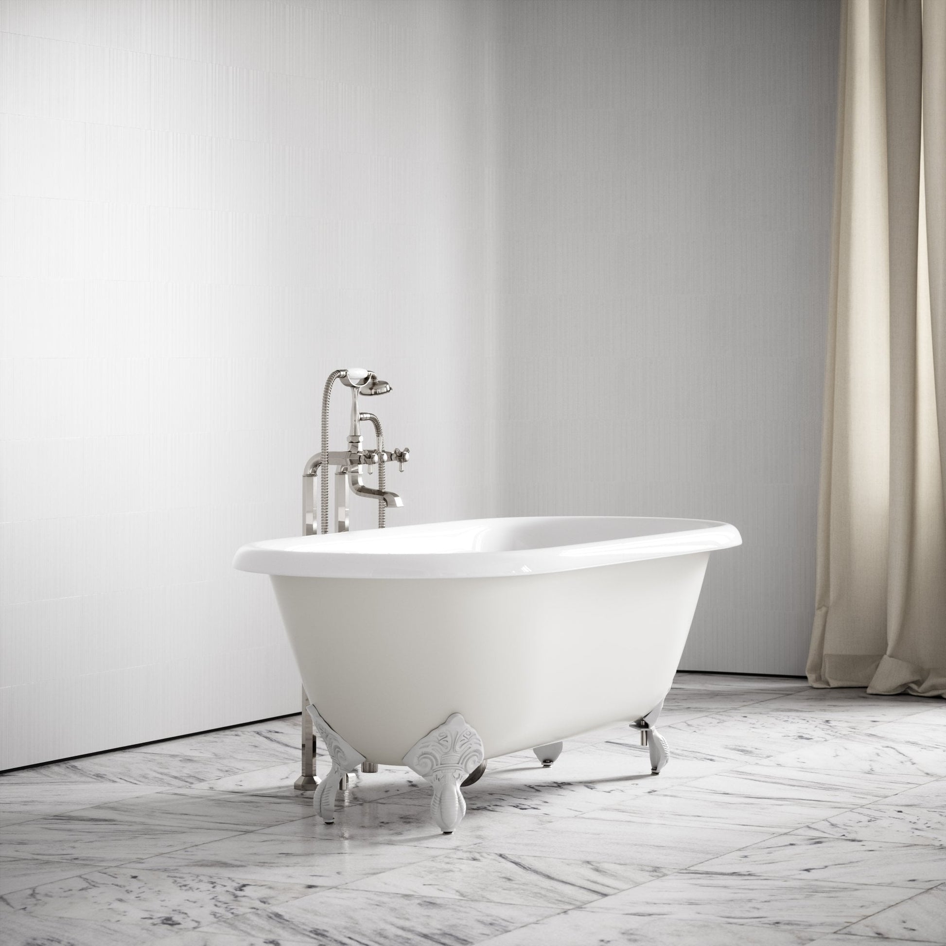 Connaught Matte Cream Freestanding Roll Top Cast Iron Bath 1675mm