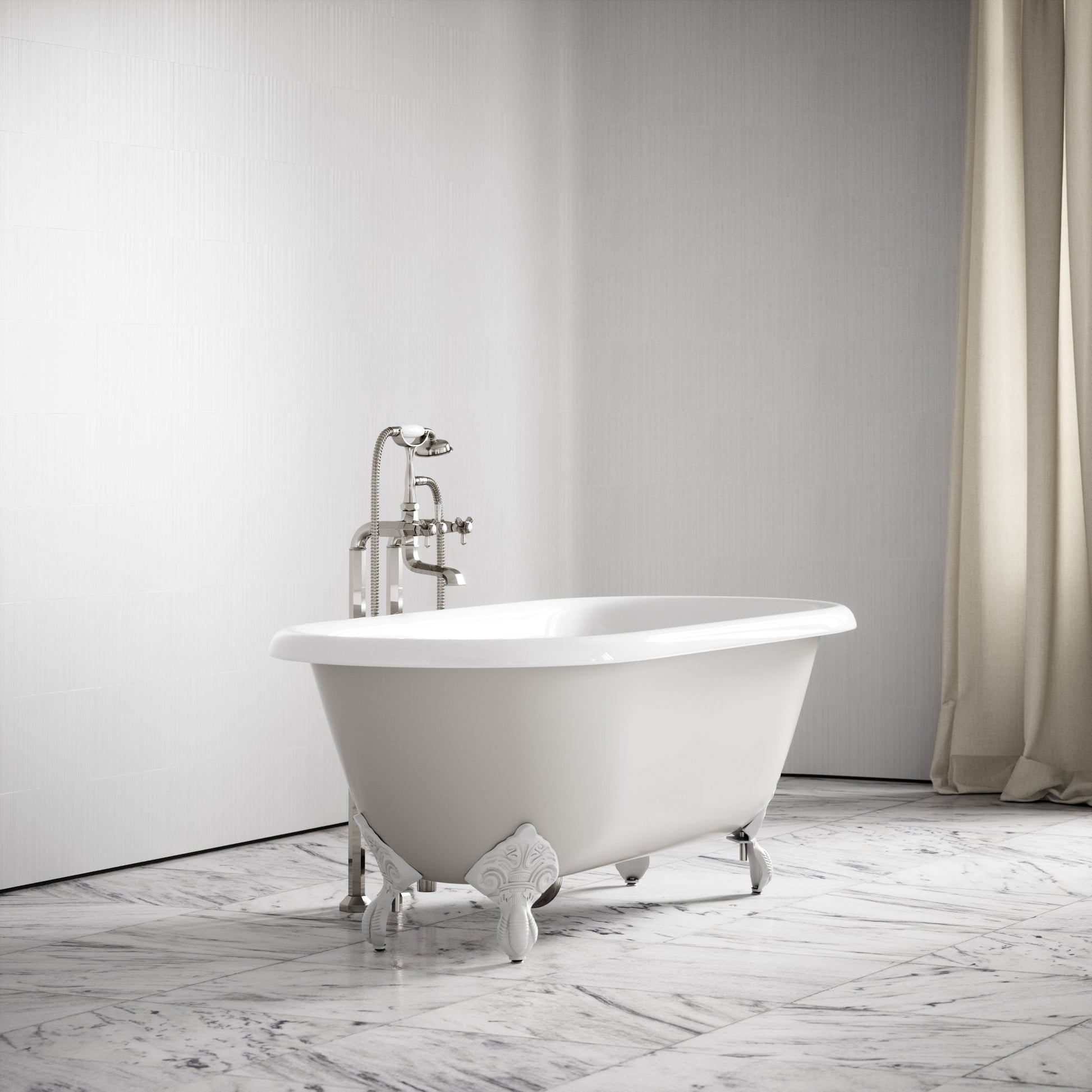 Connaught Matte Stone Freestanding Roll Top Cast Iron Bath 1675mm
