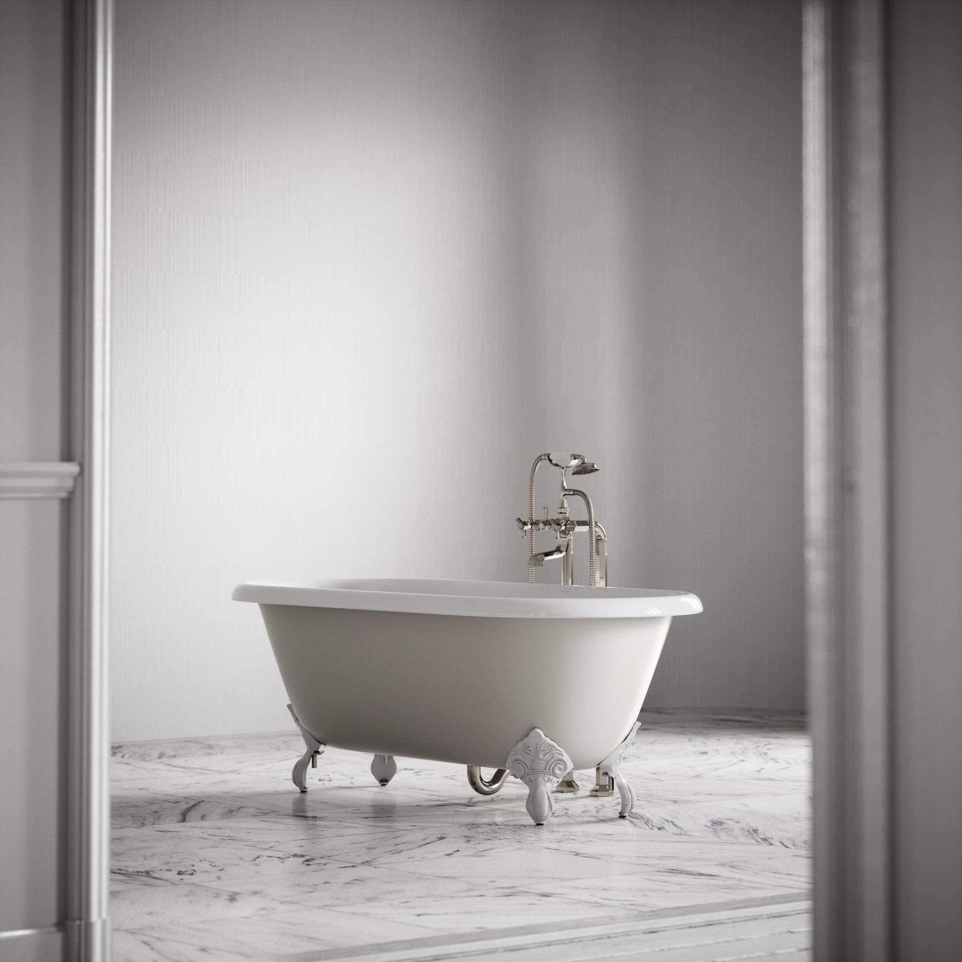 Connaught Matte Stone Freestanding Roll Top Cast Iron Bath 1675mm