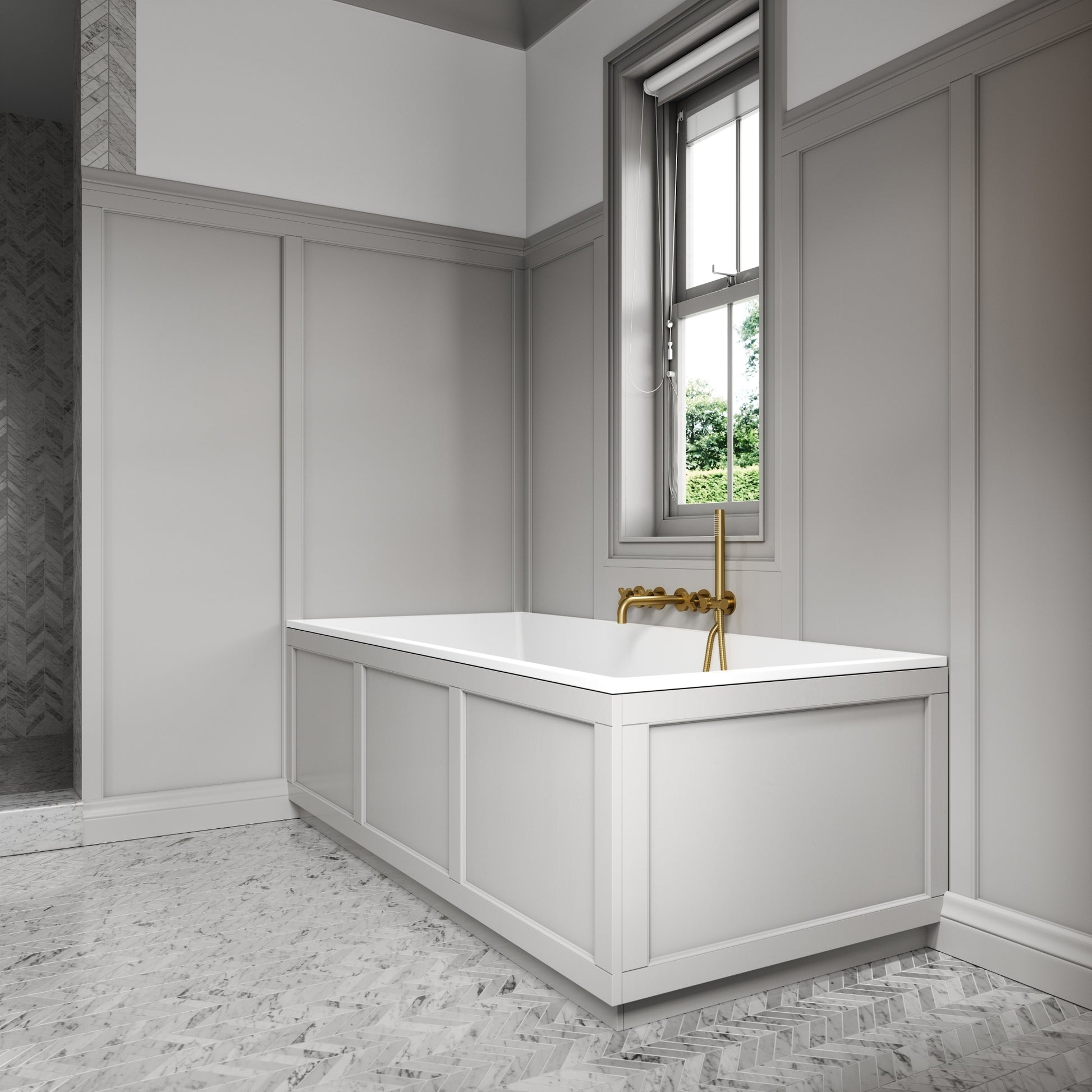 Connaught Matte Stone Wooden Adjustable Bath End Panel 700mm