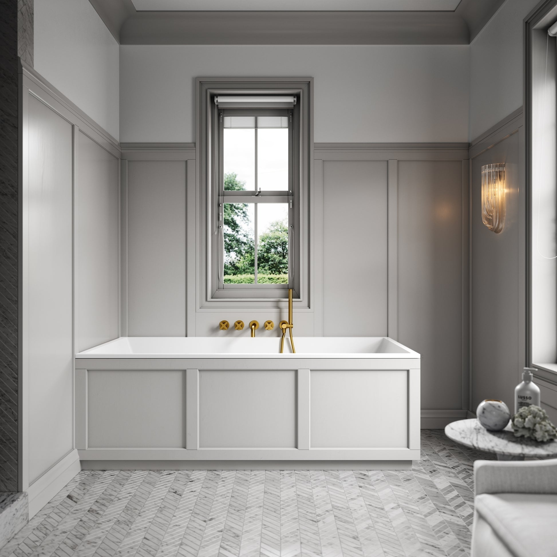 Connaught Matte Stone Wooden Adjustable Bath Front Panel 1700mm