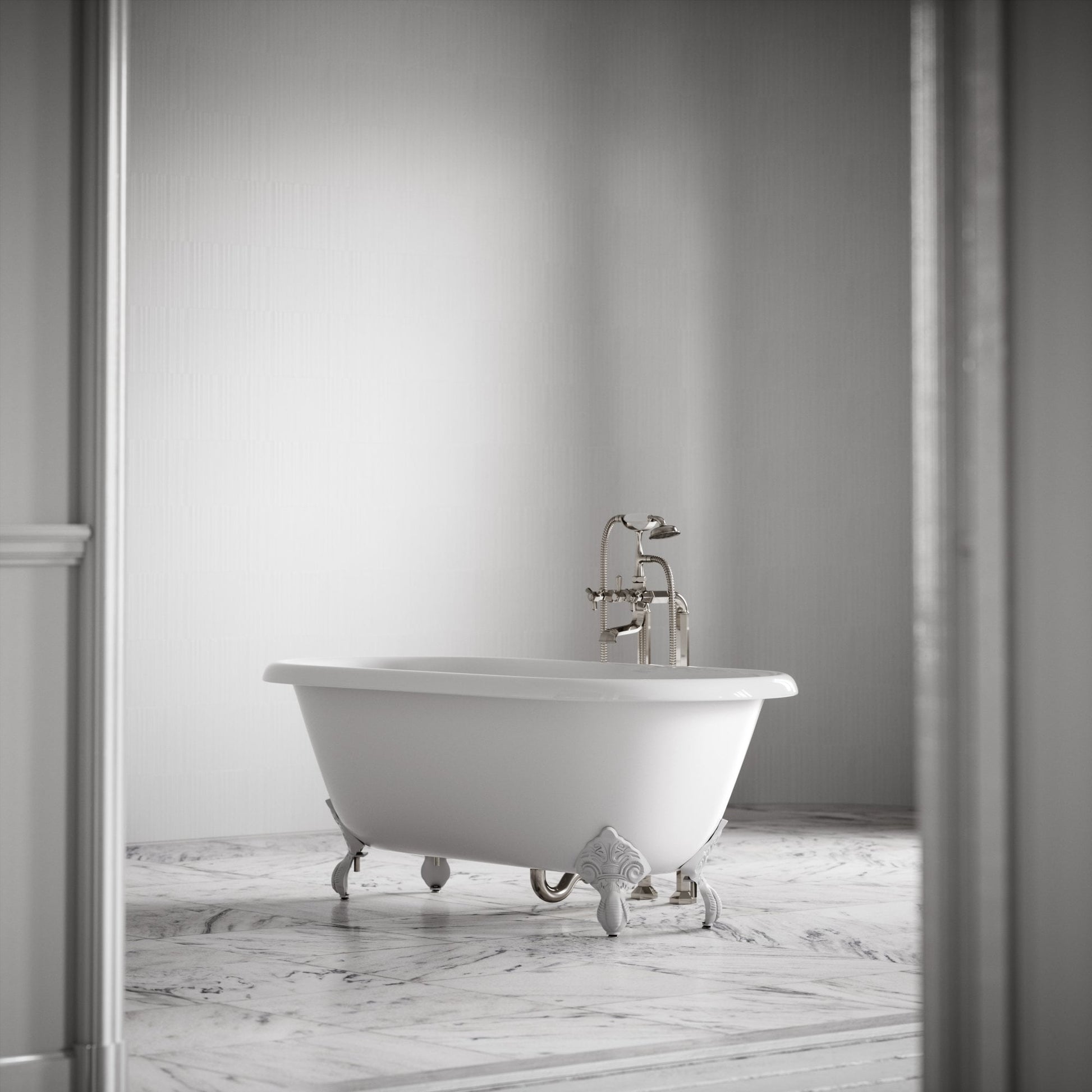 Connaught Primed White Freestanding Roll Top Cast Iron Bath 1675mm