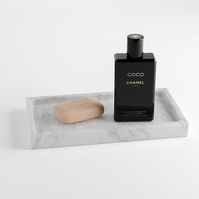 Consero Carrara Marble Large Rectangular Tray