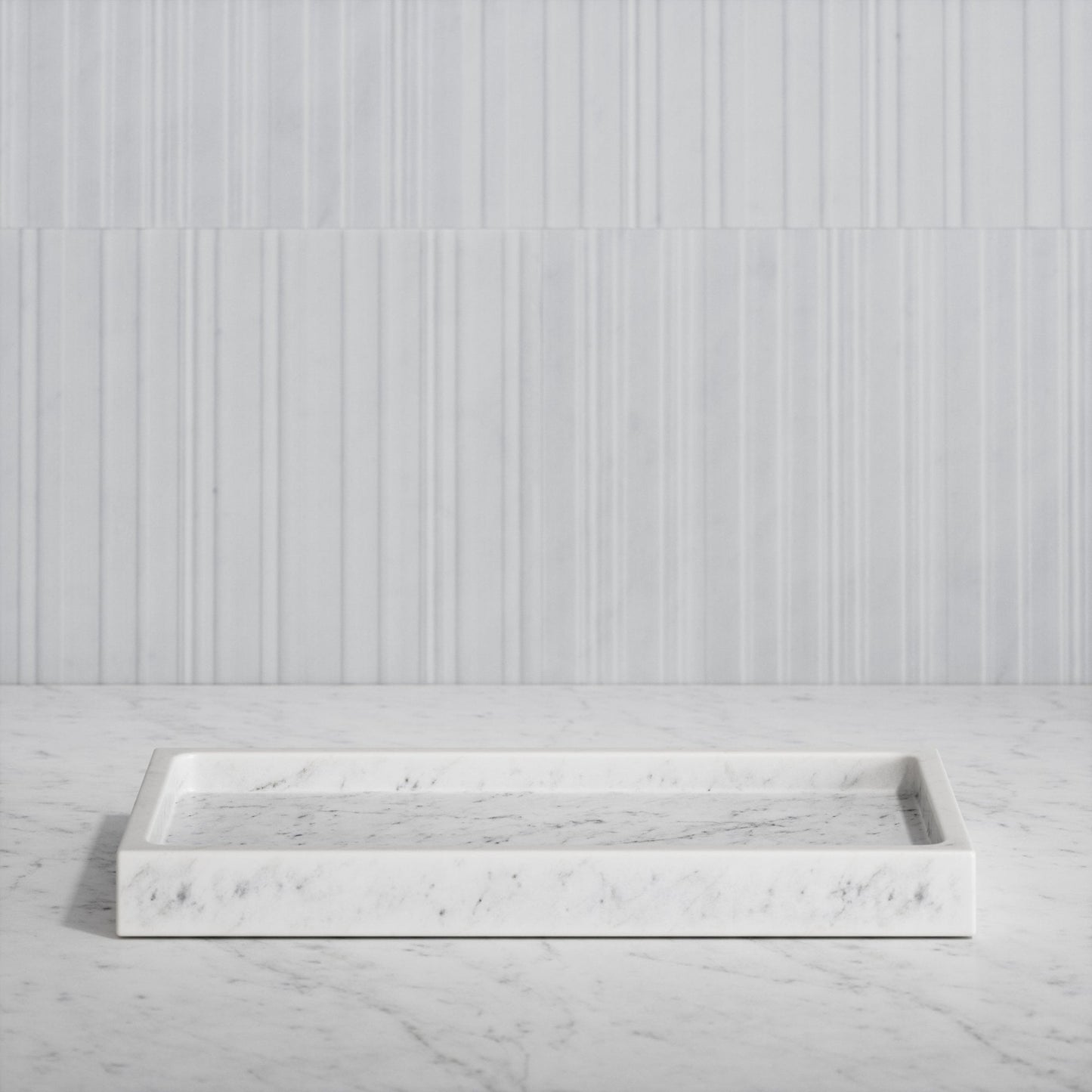 Consero Carrara Marble Large Rectangular Tray