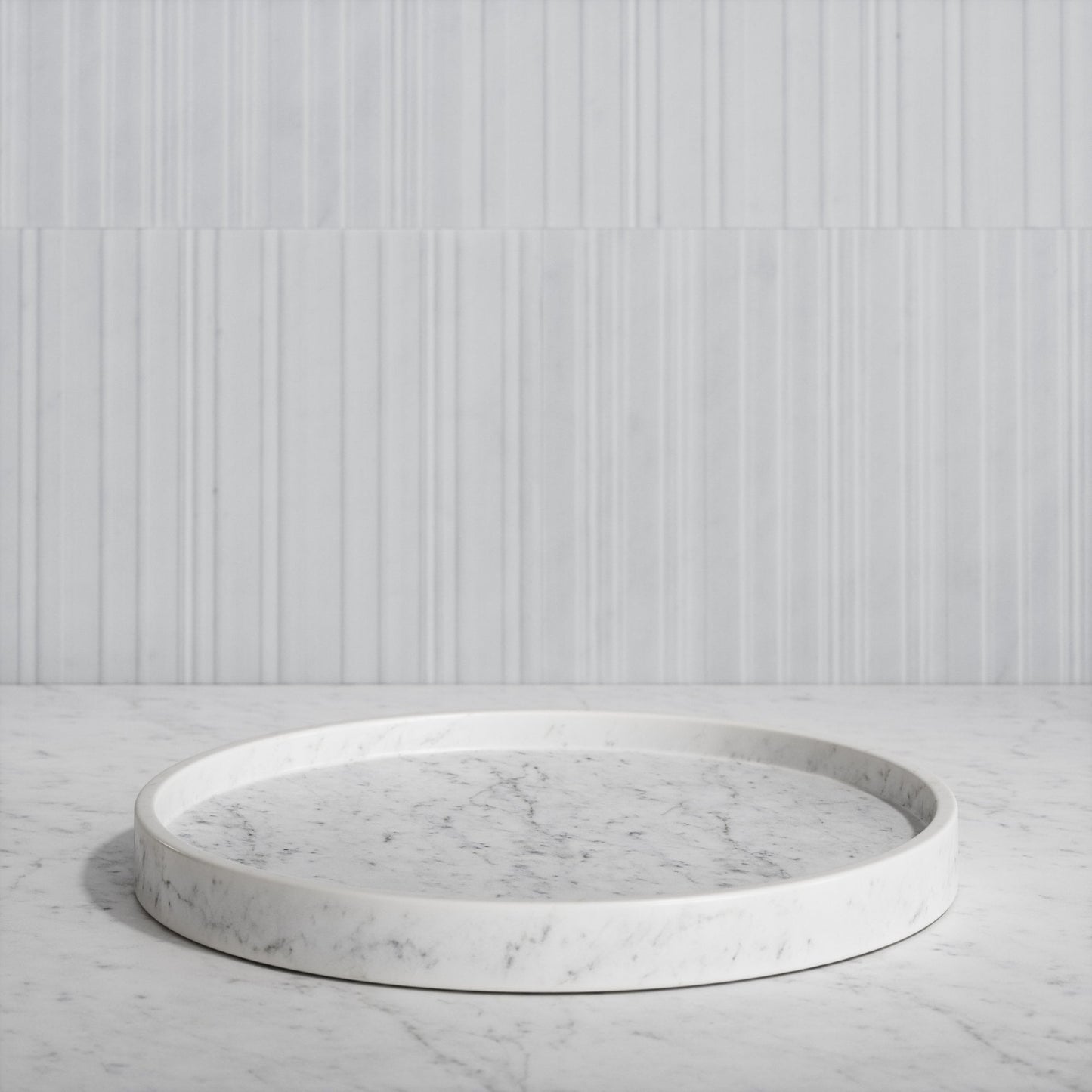 Consero Carrara Marble Large Round Tray